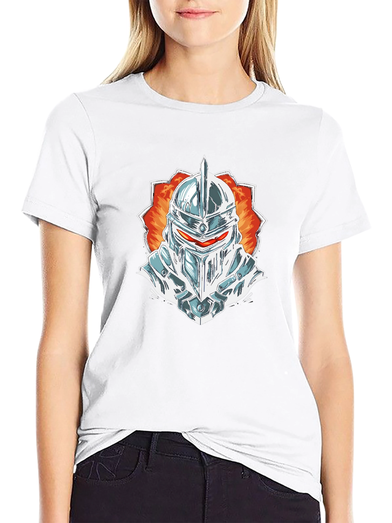Knight Helmet Graphic Tee - Black Cotton Blend