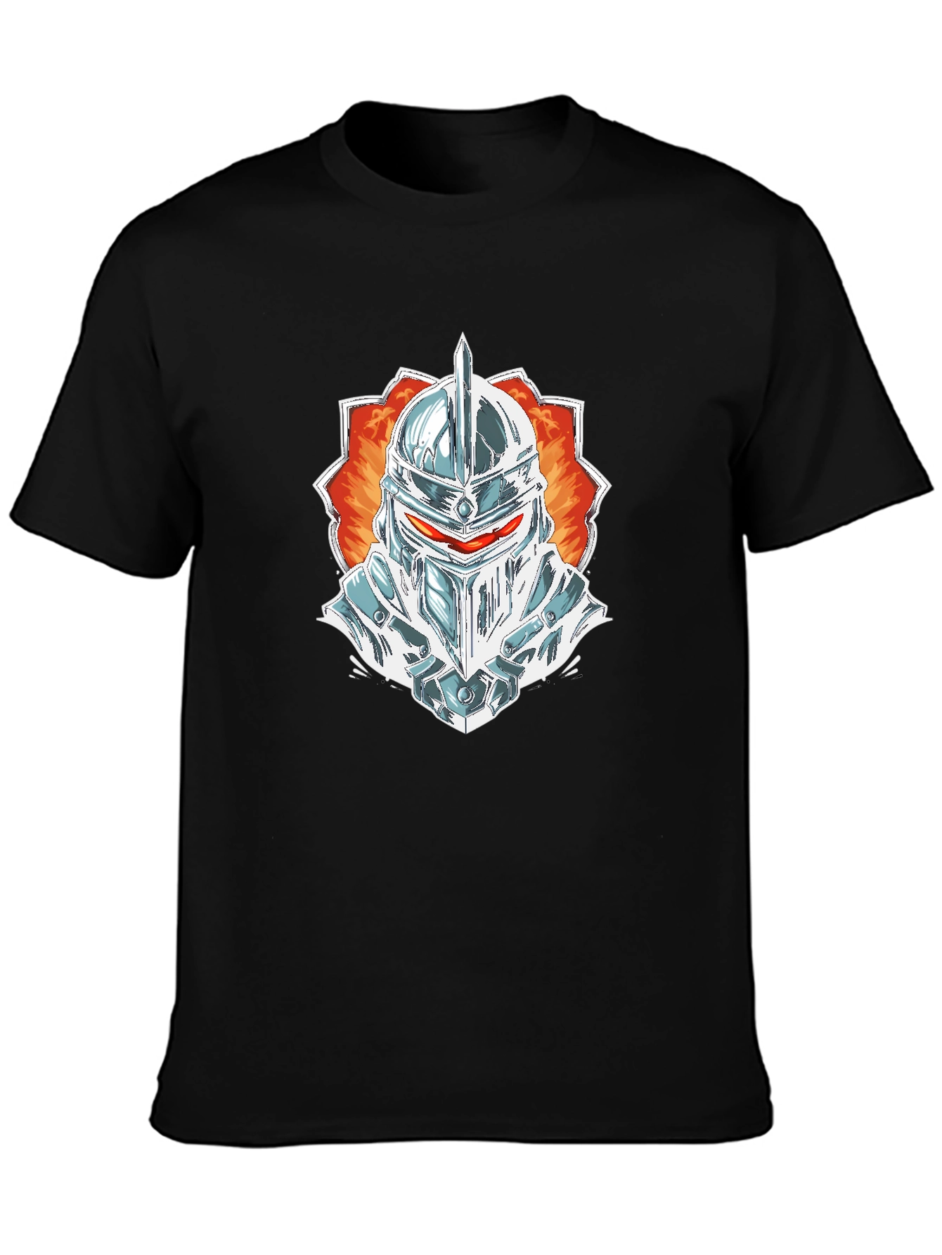 Knight Helmet Graphic Tee - Black Cotton Blend