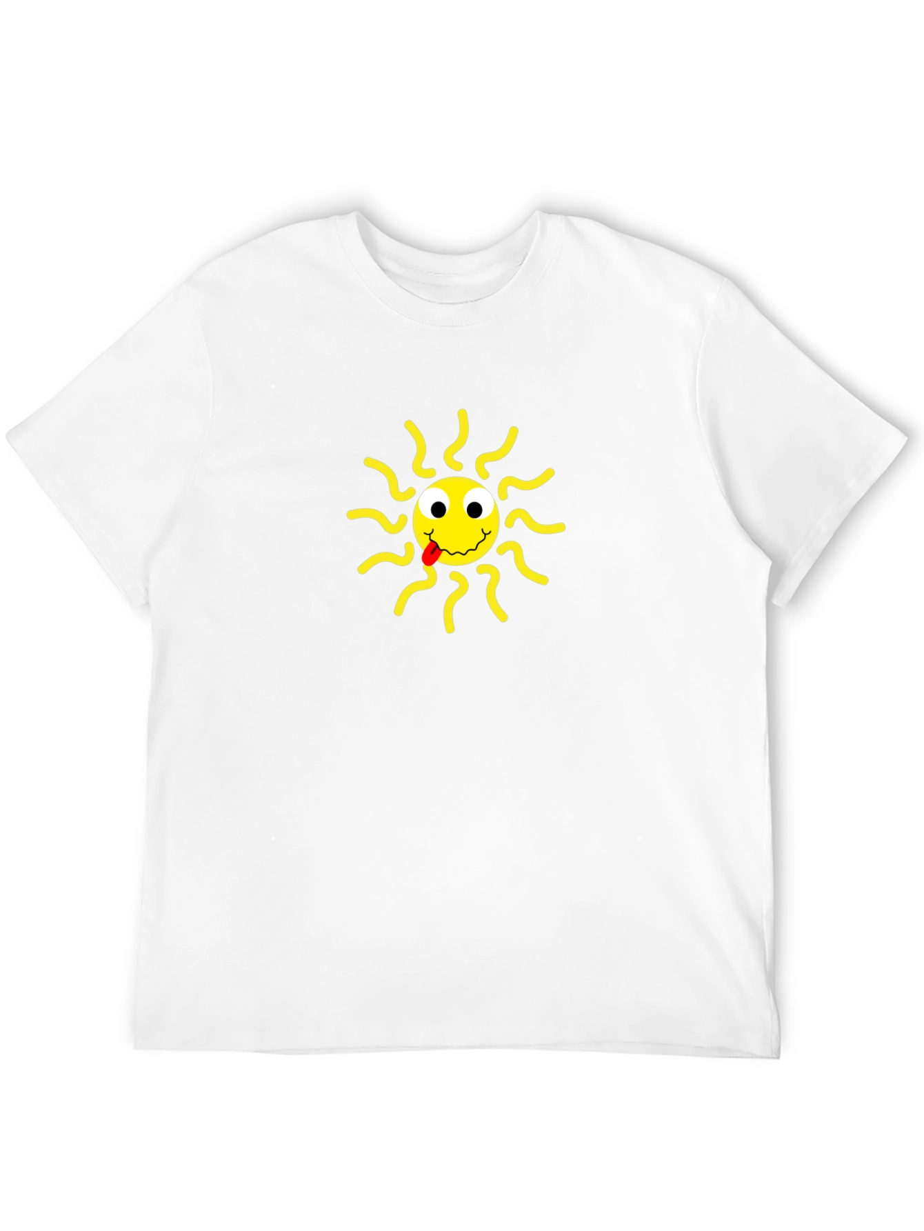 Black T-Shirt with Smiling Sun Design