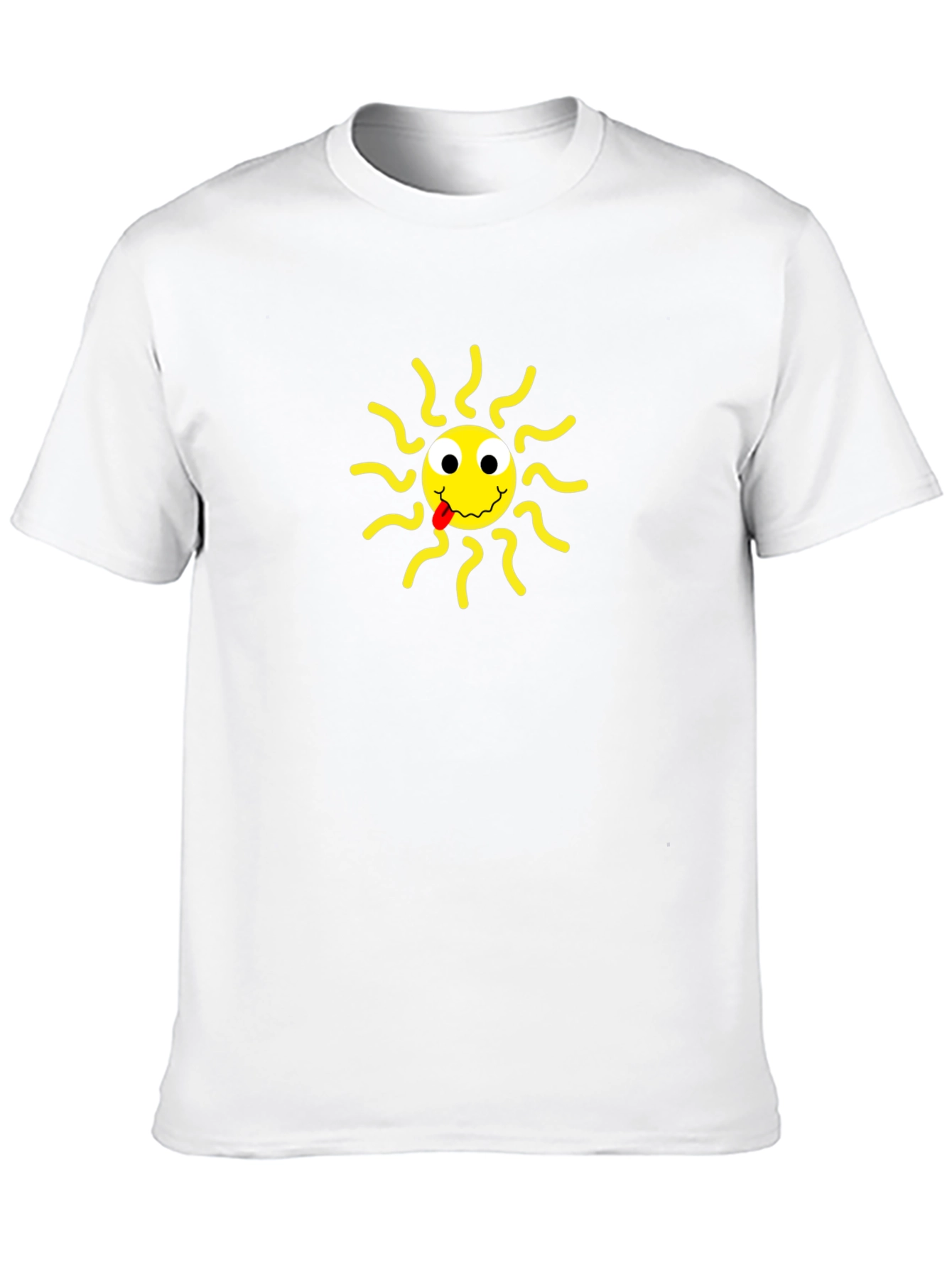 Black T-Shirt with Smiling Sun Design