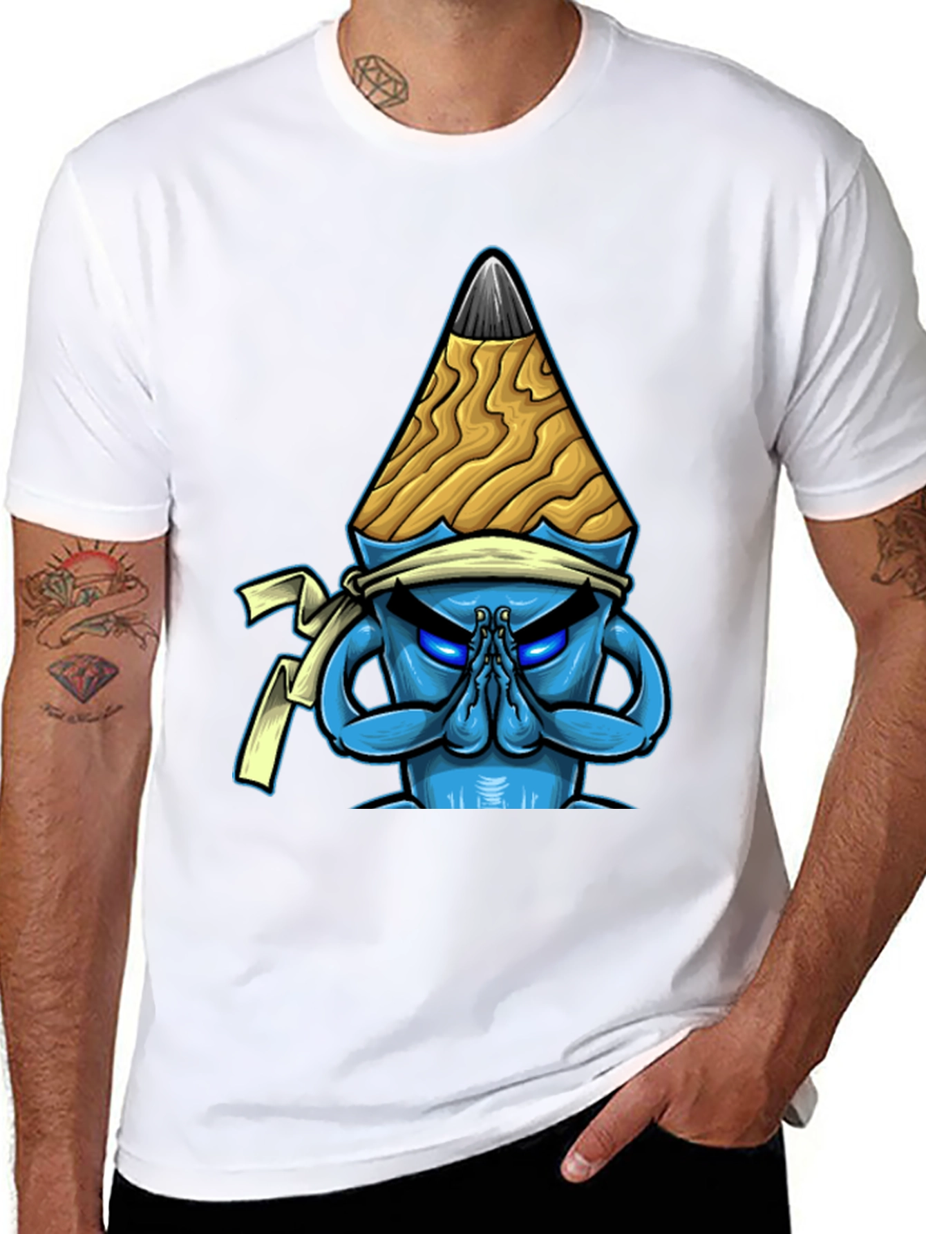 Pencil Ninja Graphic Tee - Cool Cartoon Design T-Shirt