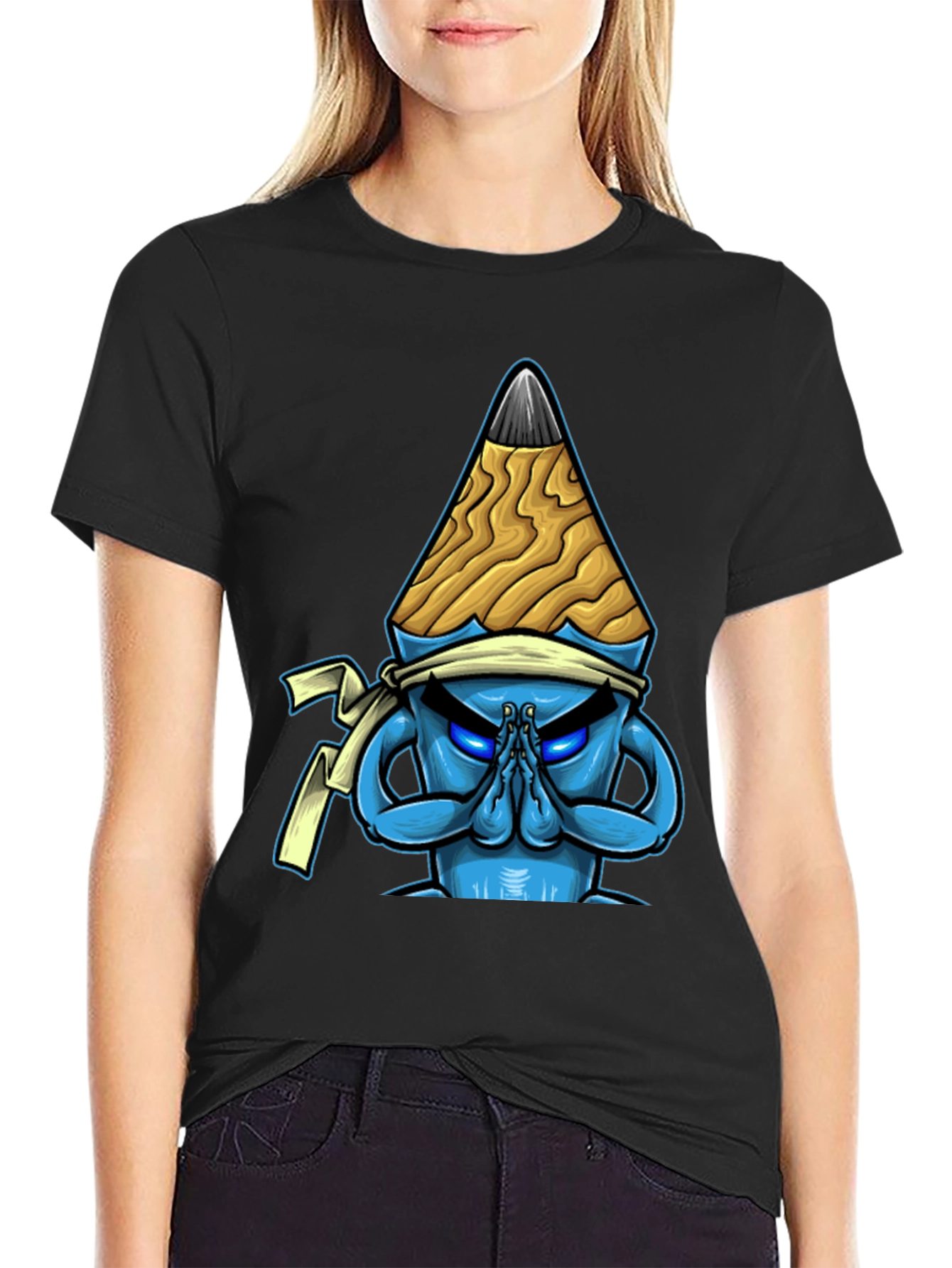 Pencil Ninja Graphic Tee - Cool Cartoon Design T-Shirt