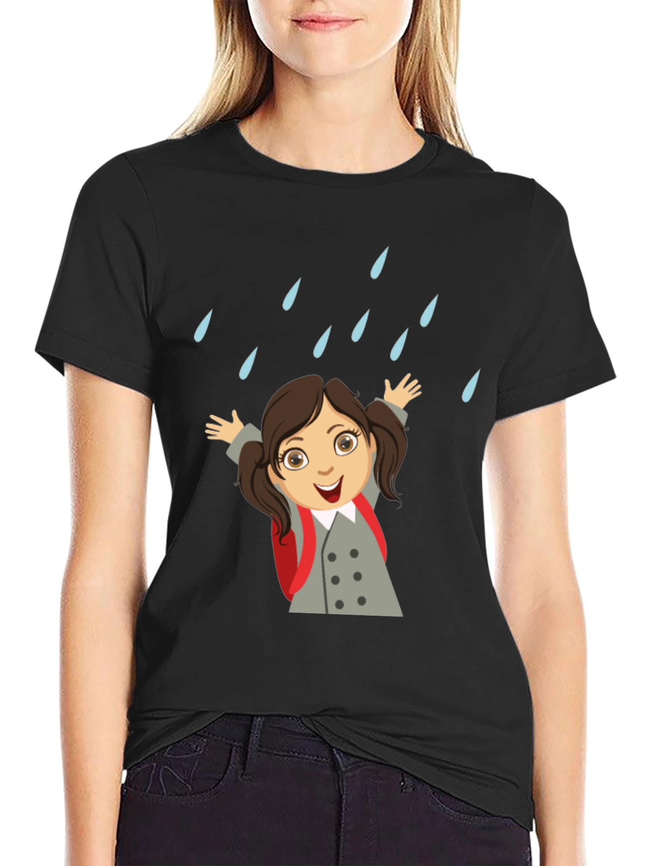 Rainy Day Girl Graphic Tee - Black