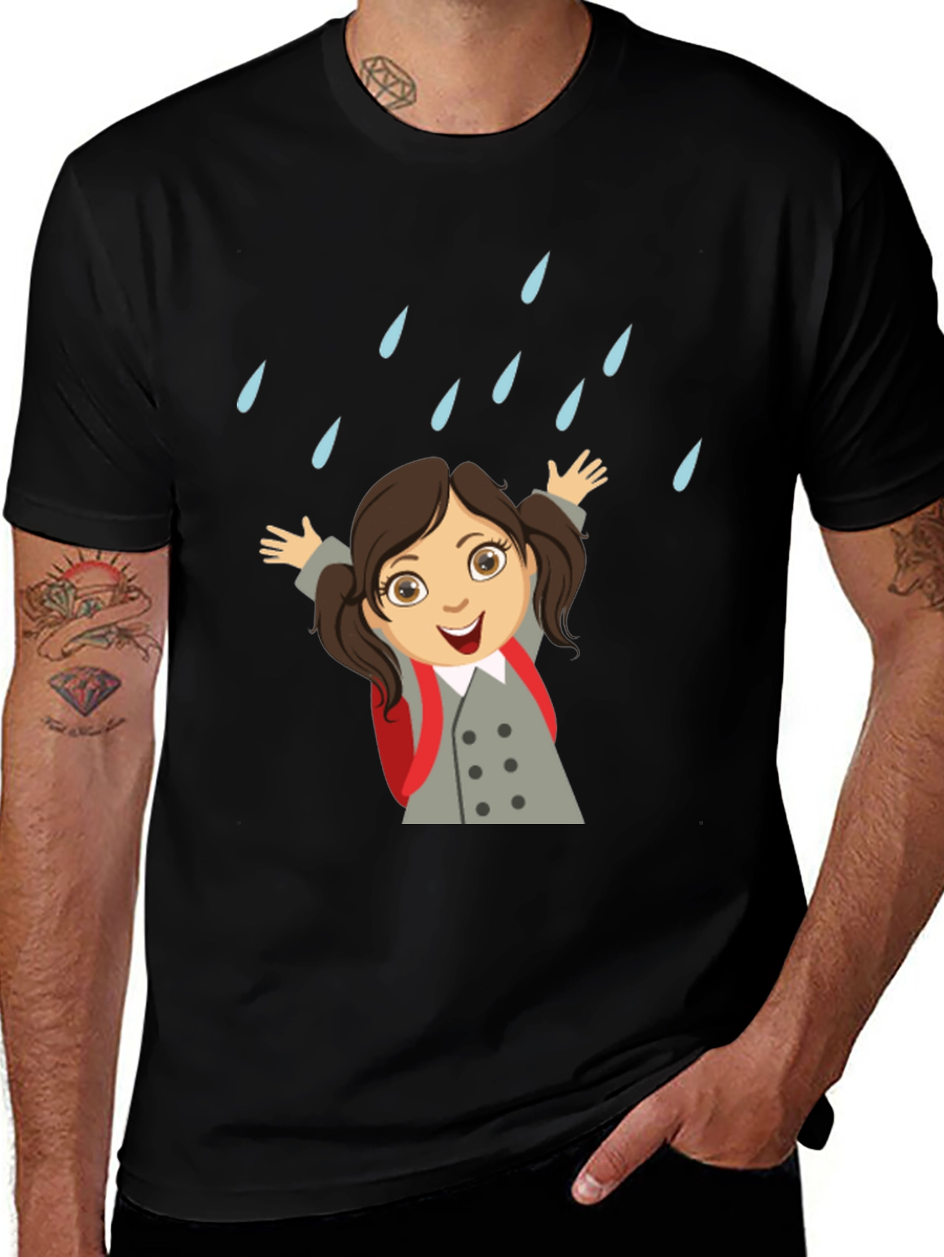 Rainy Day Girl Graphic Tee - Black