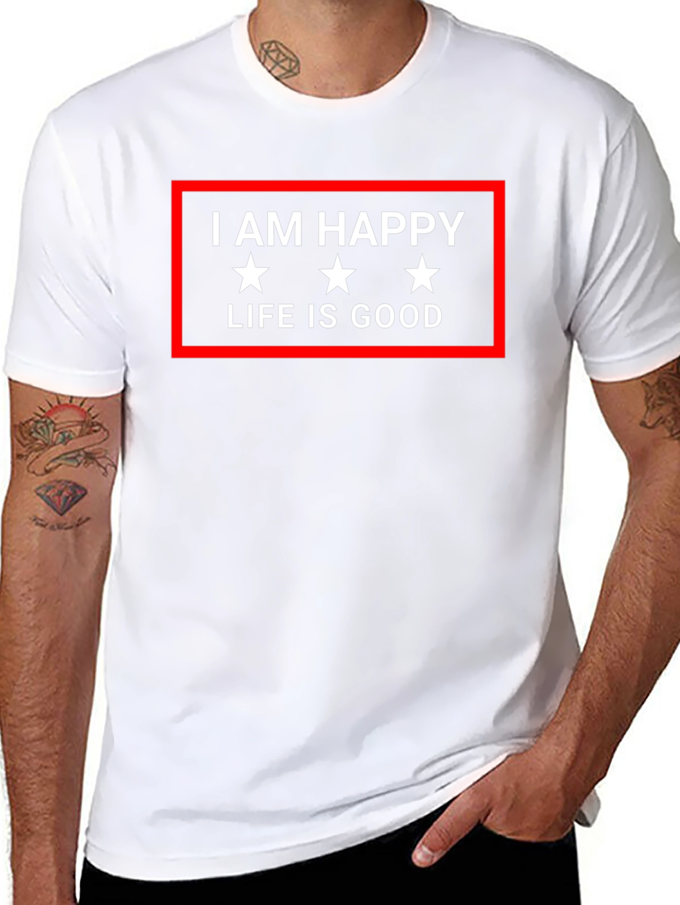 I AM HAPPY LIFE IS GOOD Graphic Tee