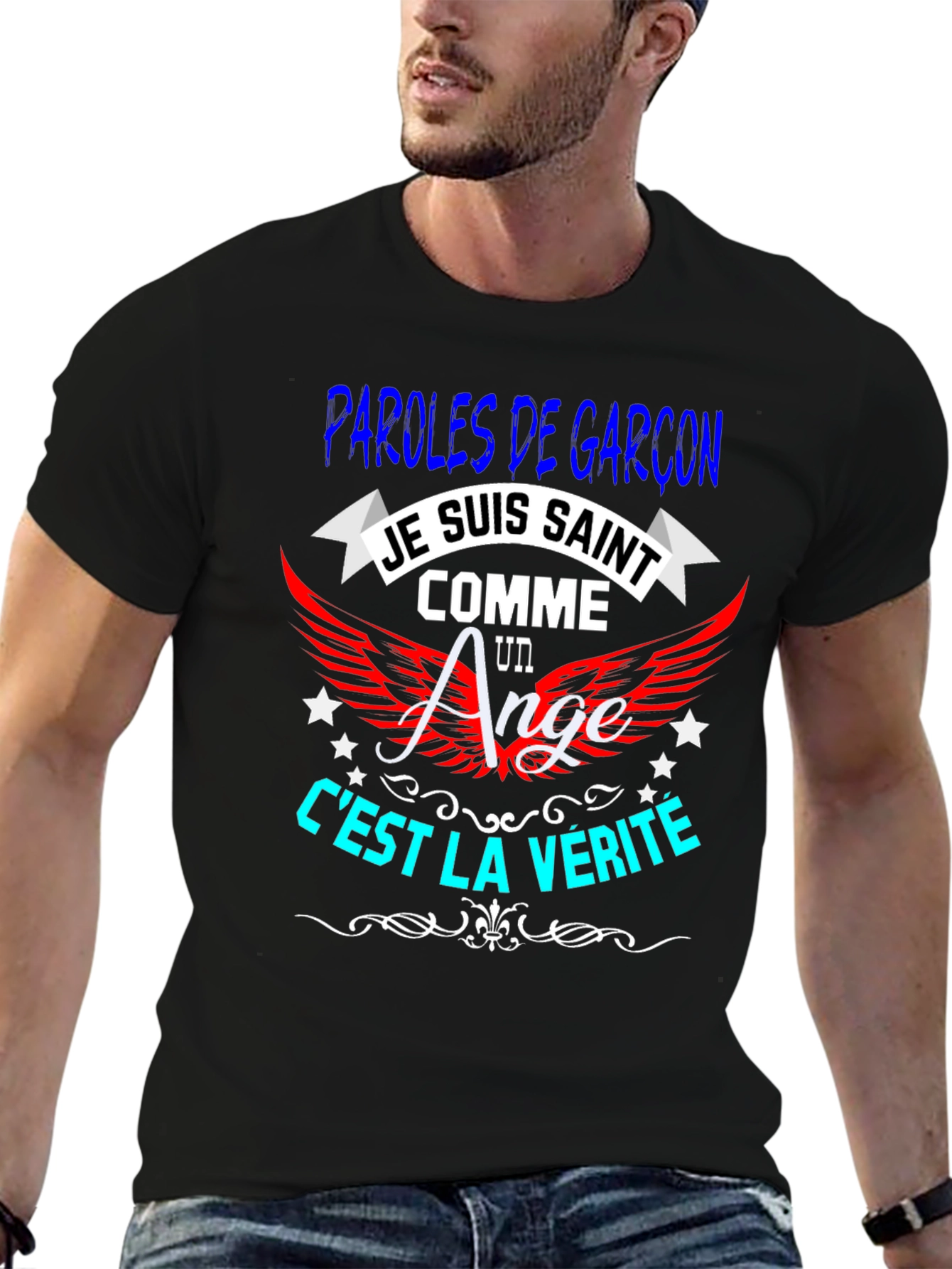 Je Suis Saint T-Shirt - Mens Black Graphic Tee