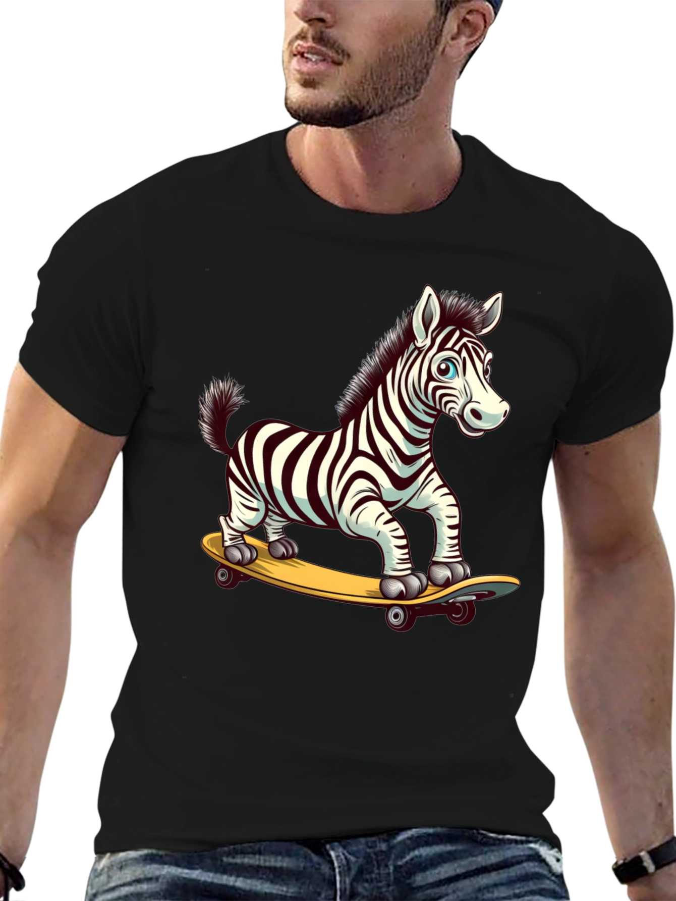 Zebra Skateboard Graphic Tee - Cool & Fun Design