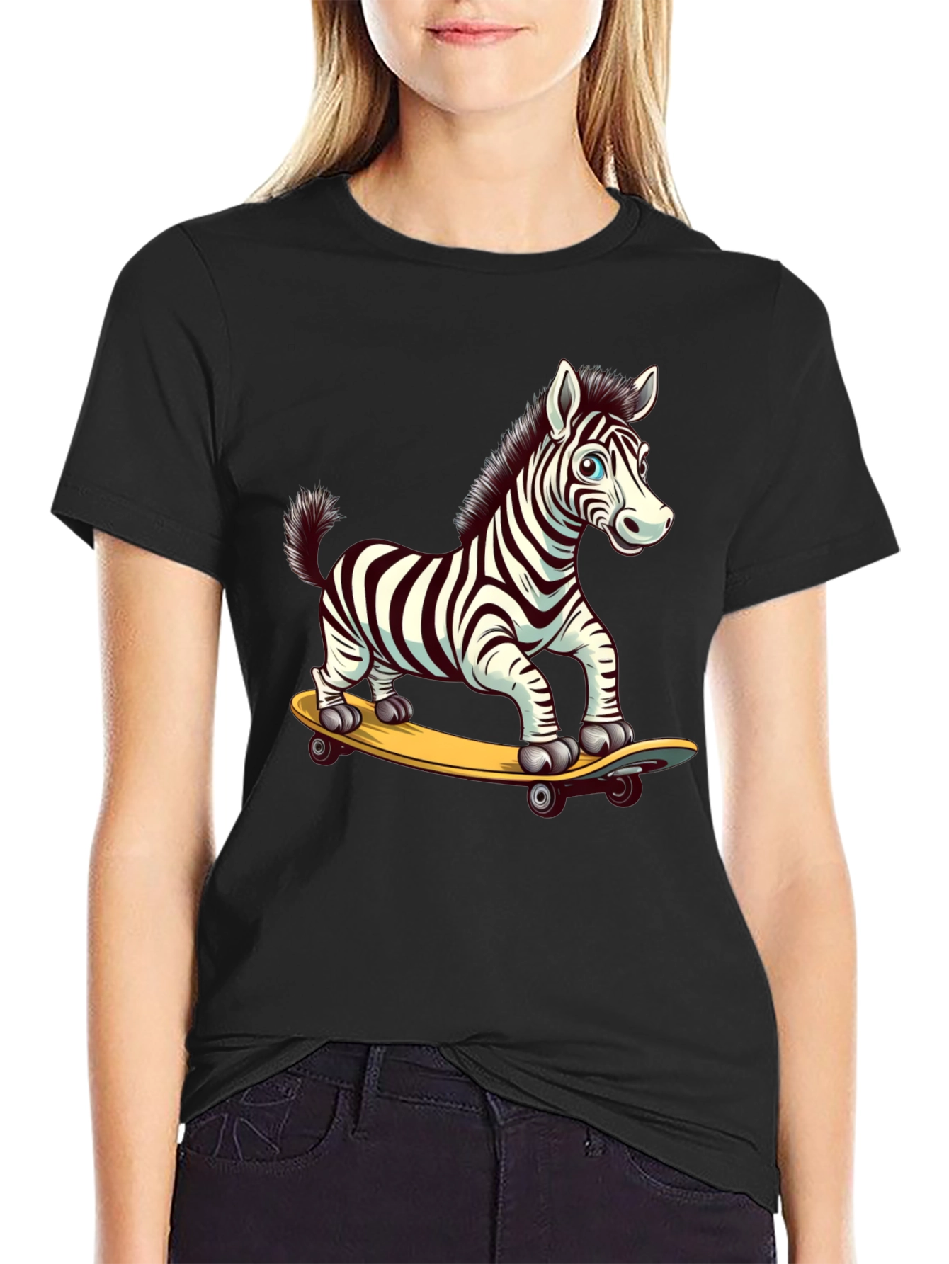 Zebra Skateboard Graphic Tee - Cool & Fun Design