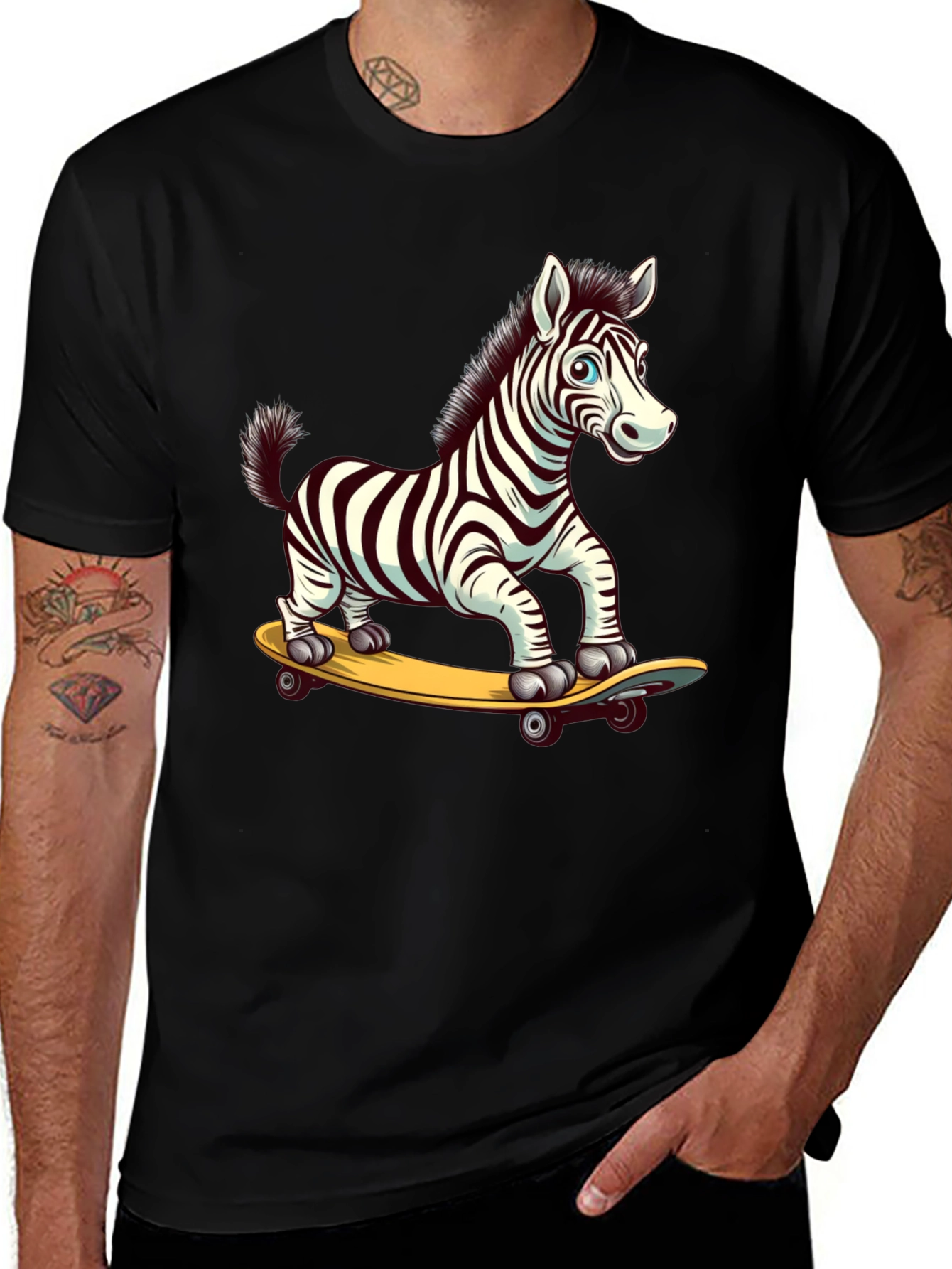 Zebra Skateboard Graphic Tee - Cool & Fun Design