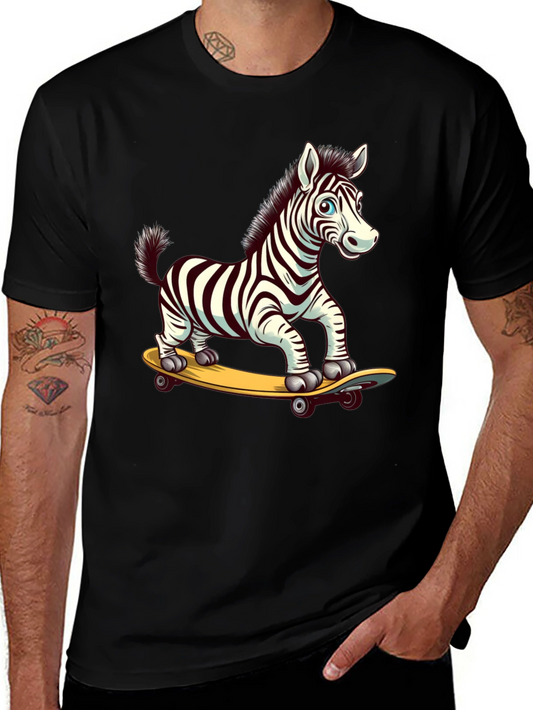 Zebra Skateboard Graphic Tee - Cool & Fun Design