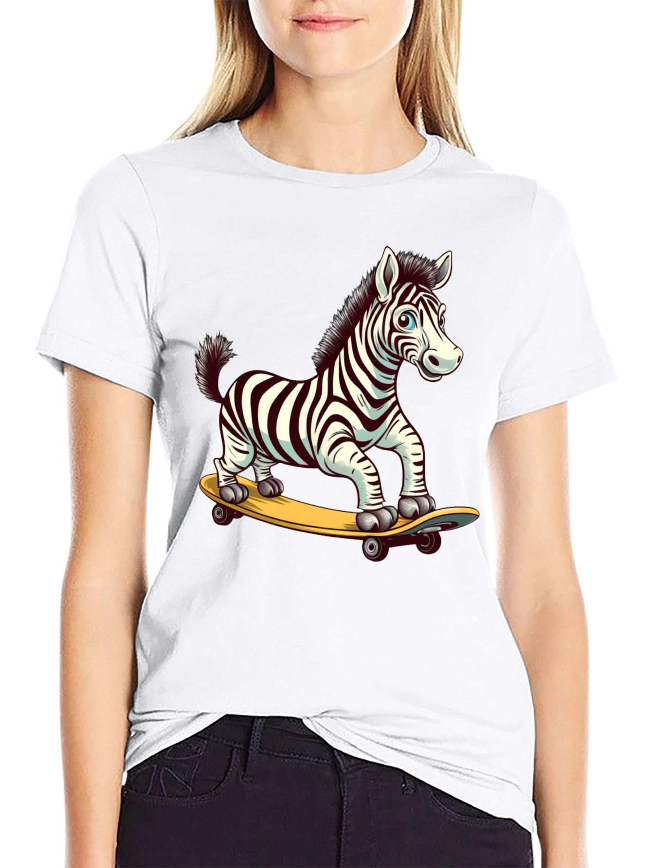 Zebra Skateboard Graphic Tee - Cool & Fun Design