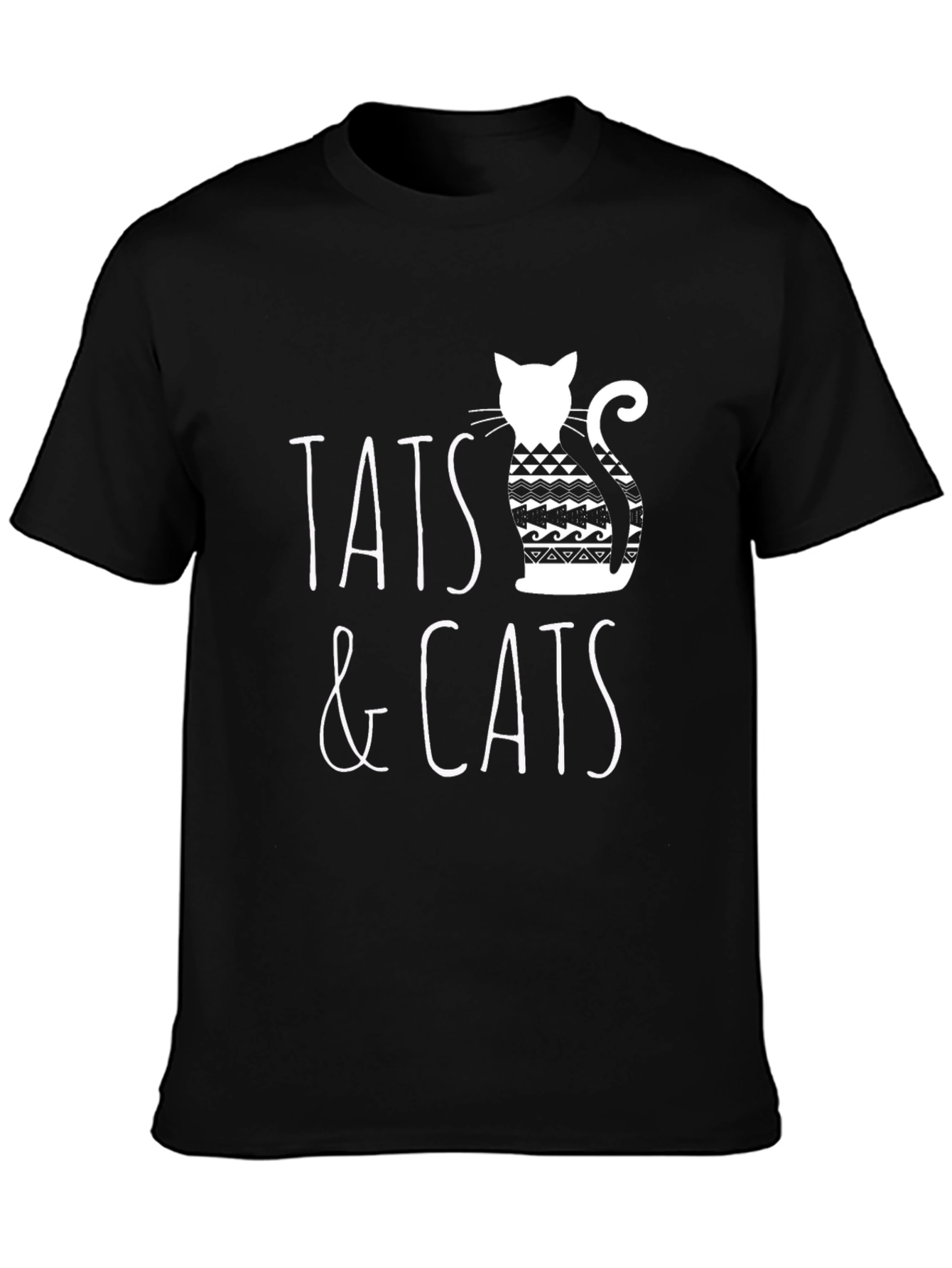 Tats & Cats Graphic Tee - Black Cotton T-Shirt