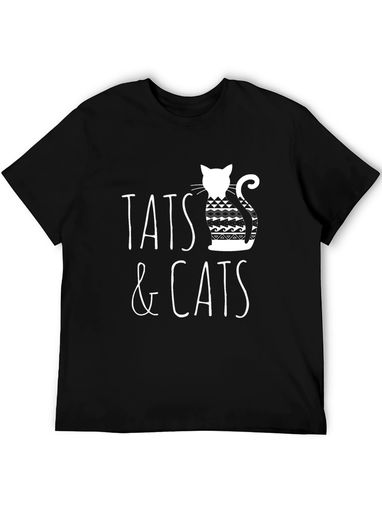 Tats & Cats Graphic Tee - Black Cotton T-Shirt
