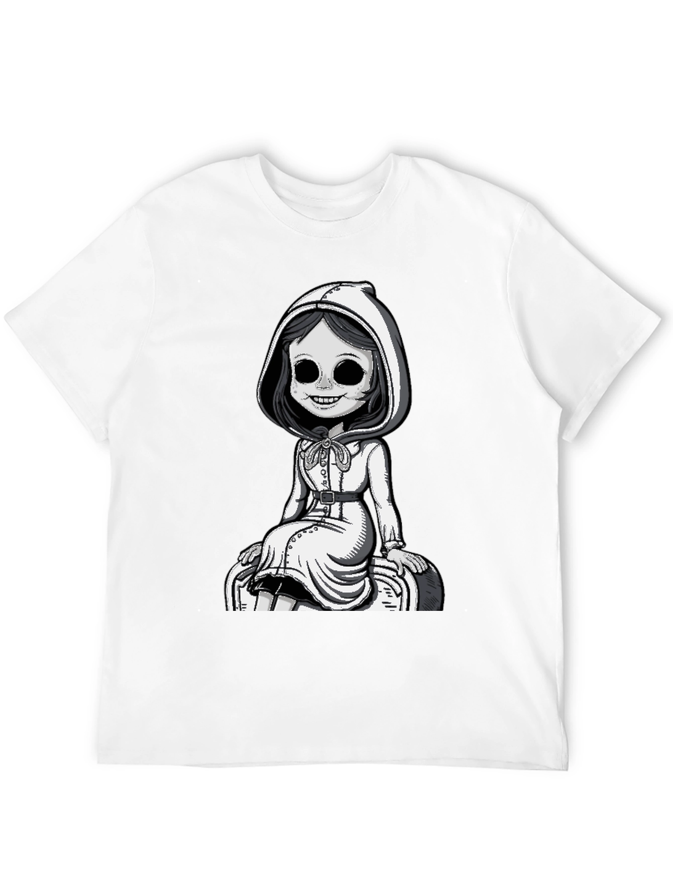 Spooky Doll Graphic Tee - Dark Humor Style