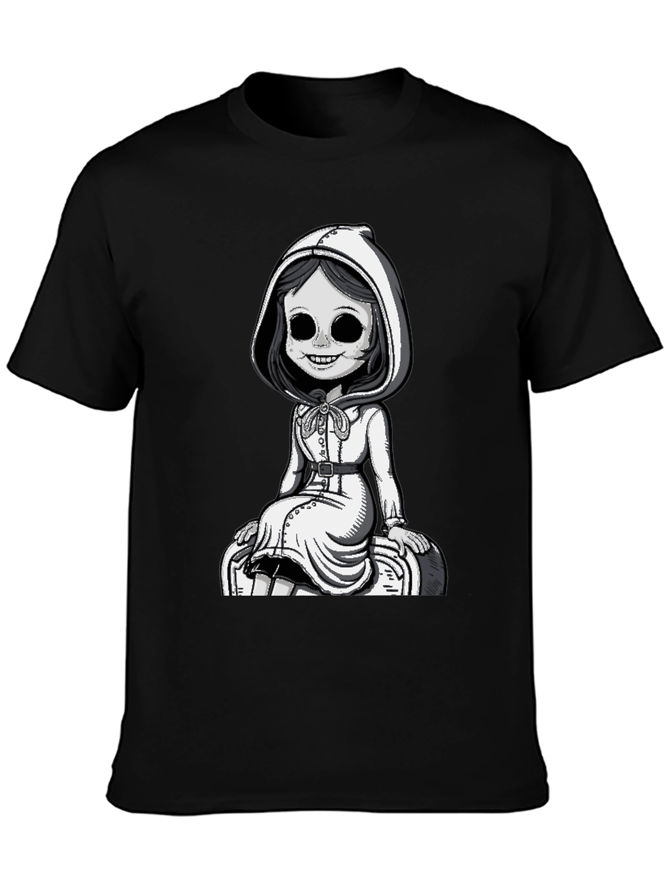 Spooky Doll Graphic Tee - Dark Humor Style
