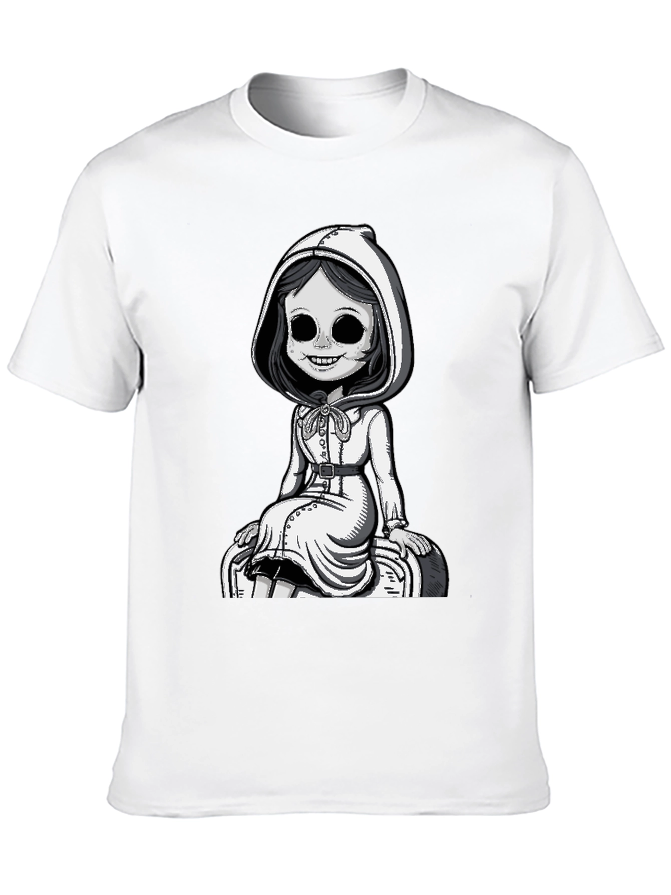 Spooky Doll Graphic Tee - Dark Humor Style