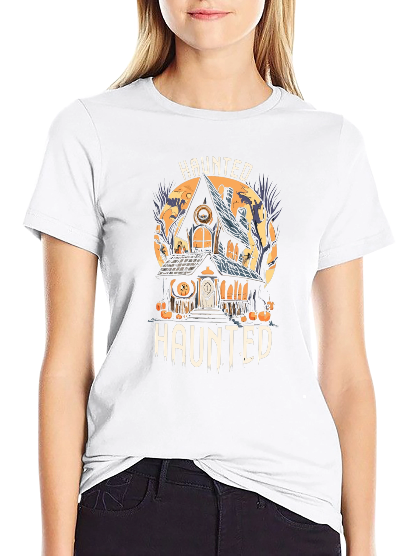 Haunted House Halloween T-Shirt - Spooky Design