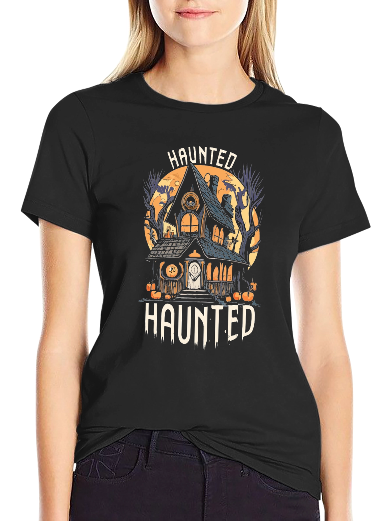 Haunted House Halloween T-Shirt - Spooky Design