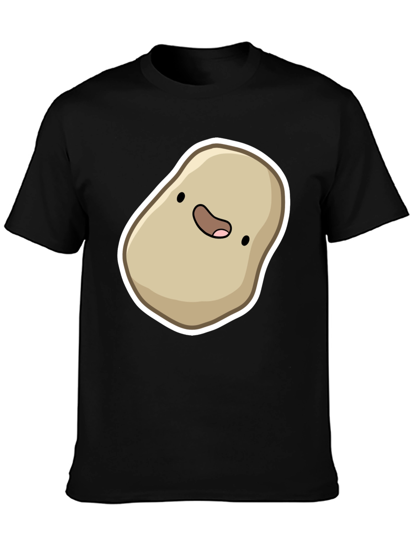 Cute Potato Cartoon Graphic Black T-Shirt