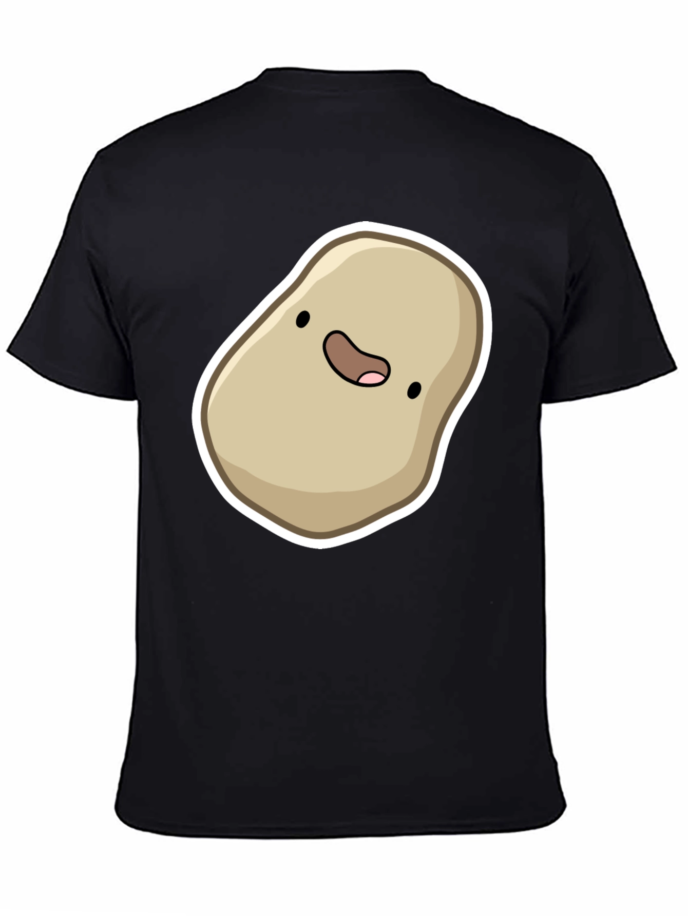 Cute Potato Cartoon Graphic Black T-Shirt
