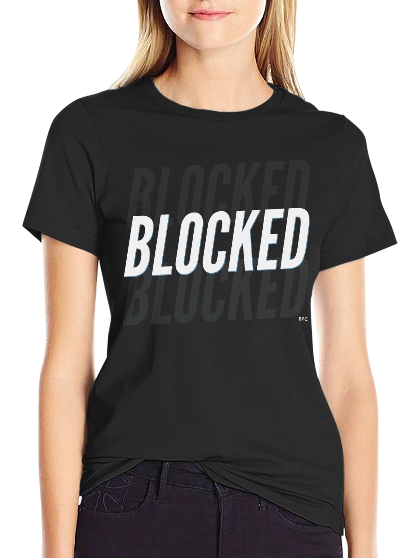 Blocked Graphic Tee - Trendy Black T-Shirt