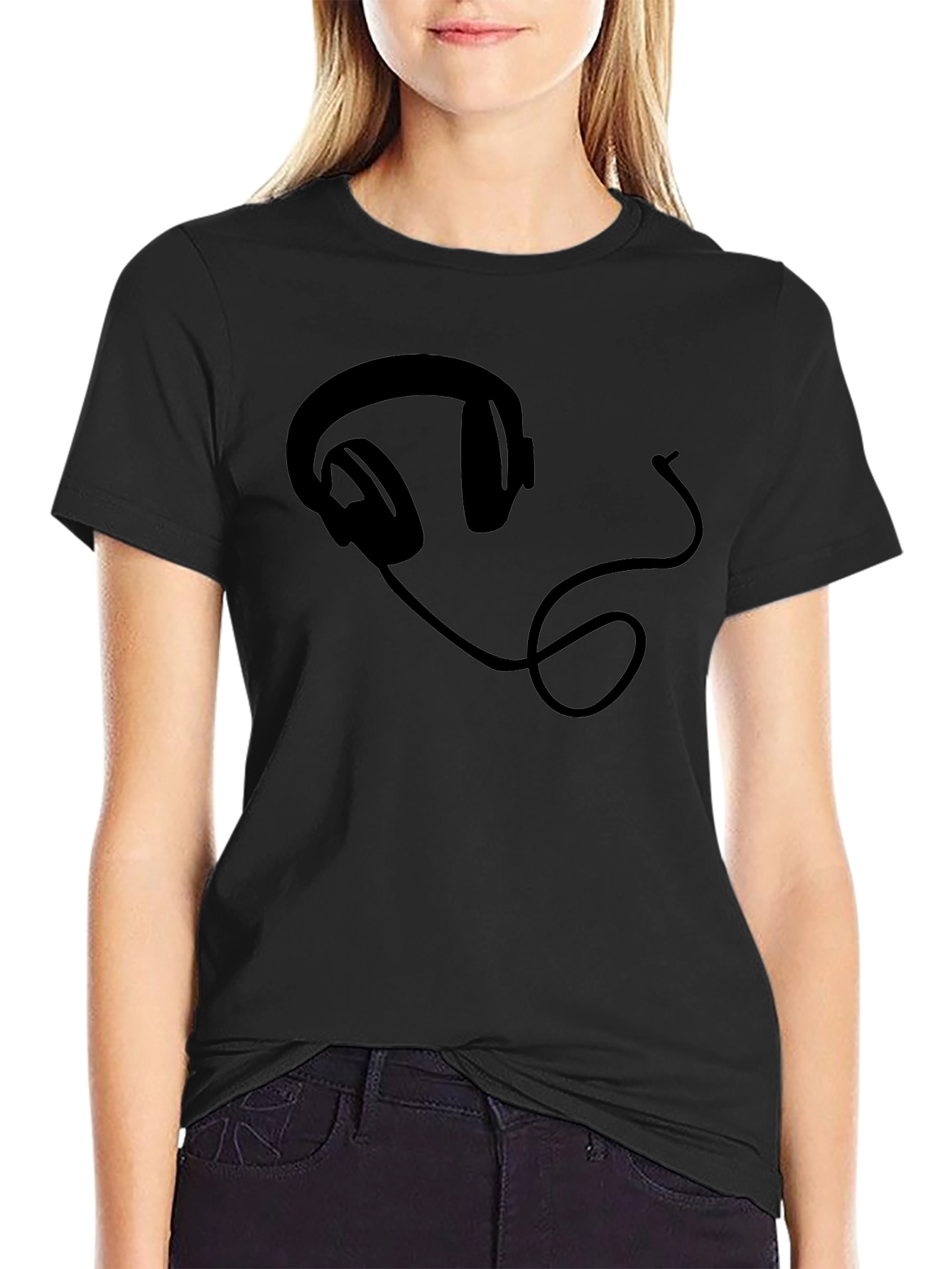 Headphone Graphic Tee - Black