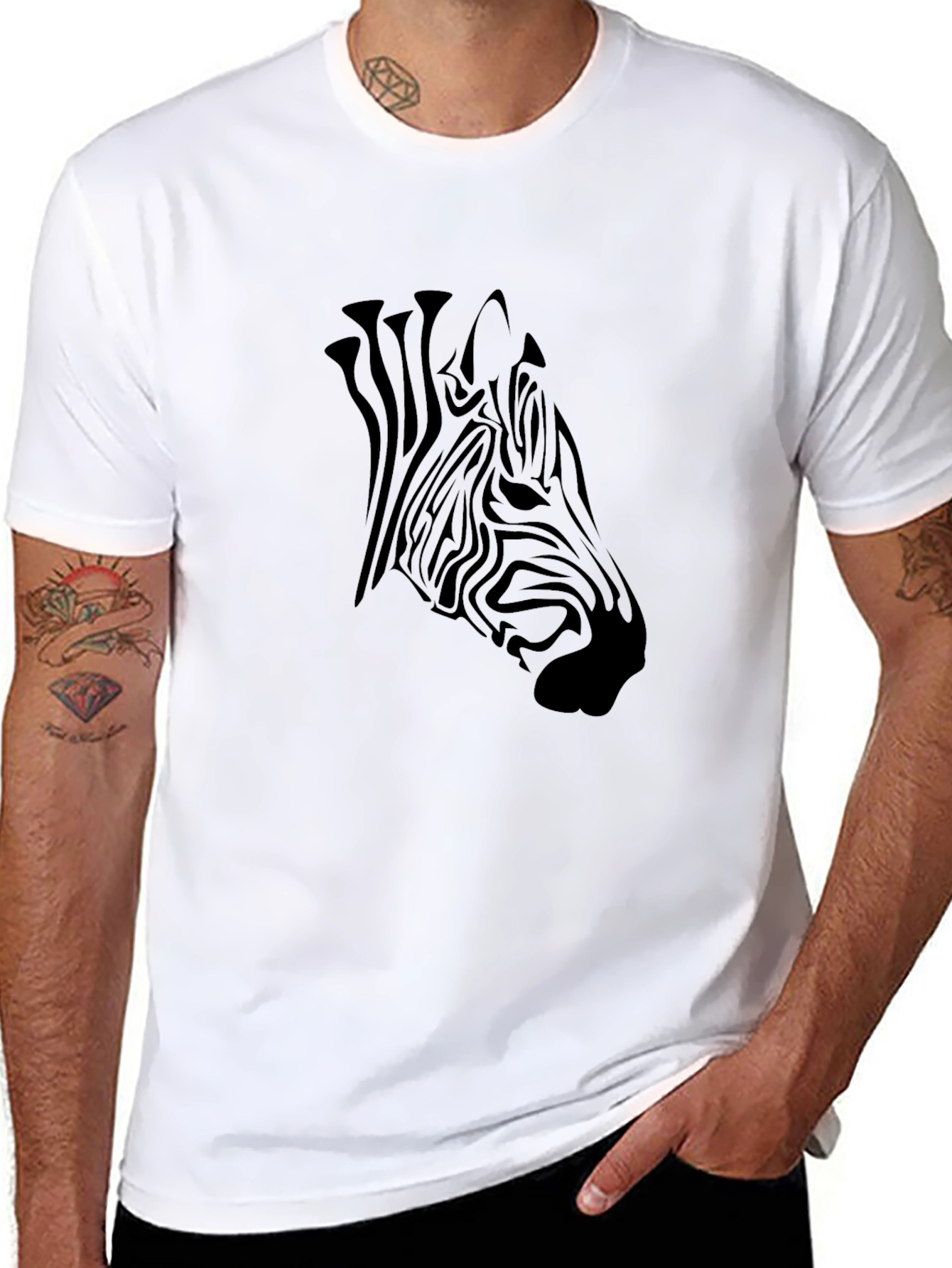 Black Zebra Graphic Tee - Mens Casual Style