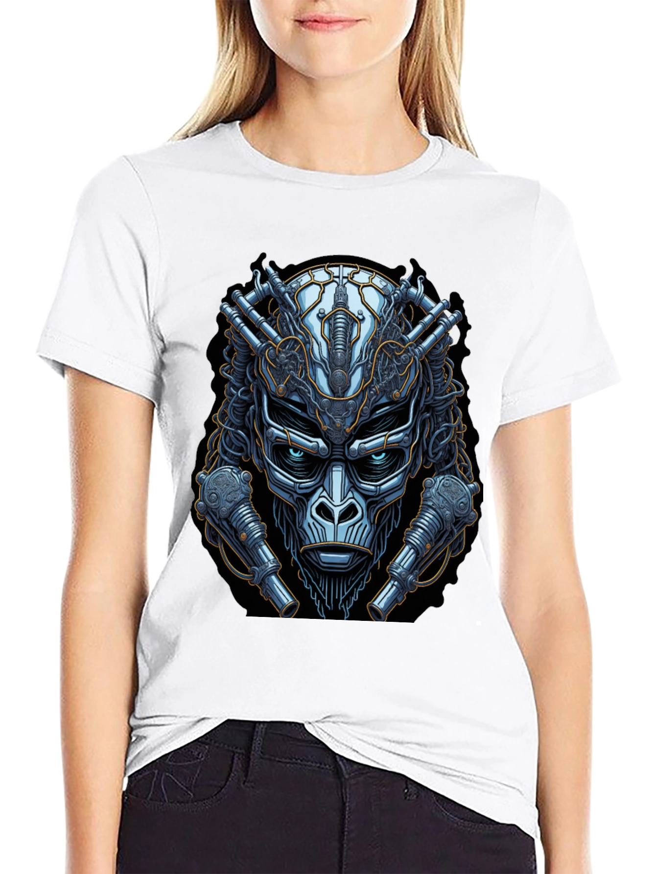 Cyberpunk Gorilla Graphic Tee - Futuristic Ape Design