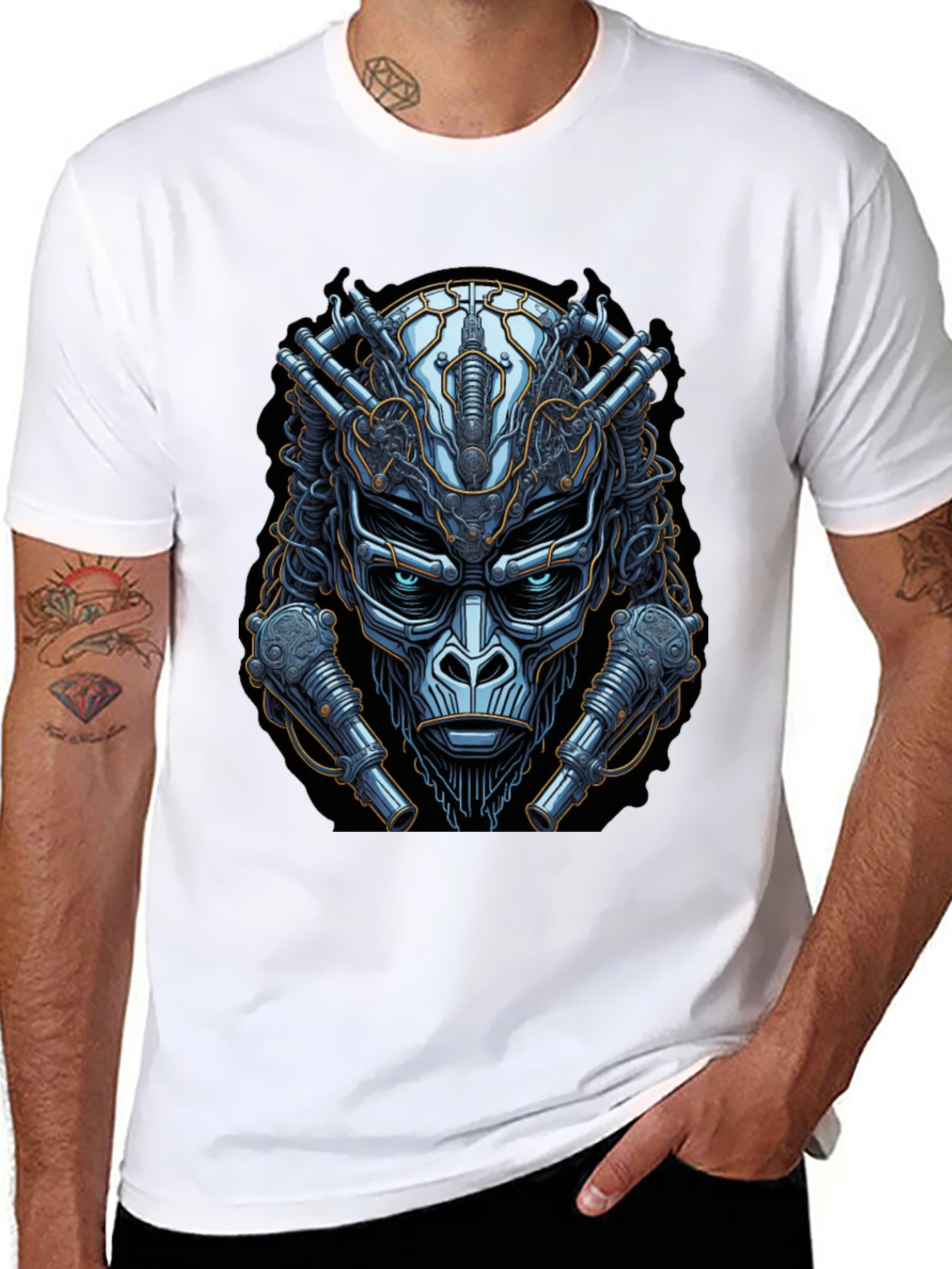 Cyberpunk Gorilla Graphic Tee - Futuristic Ape Design