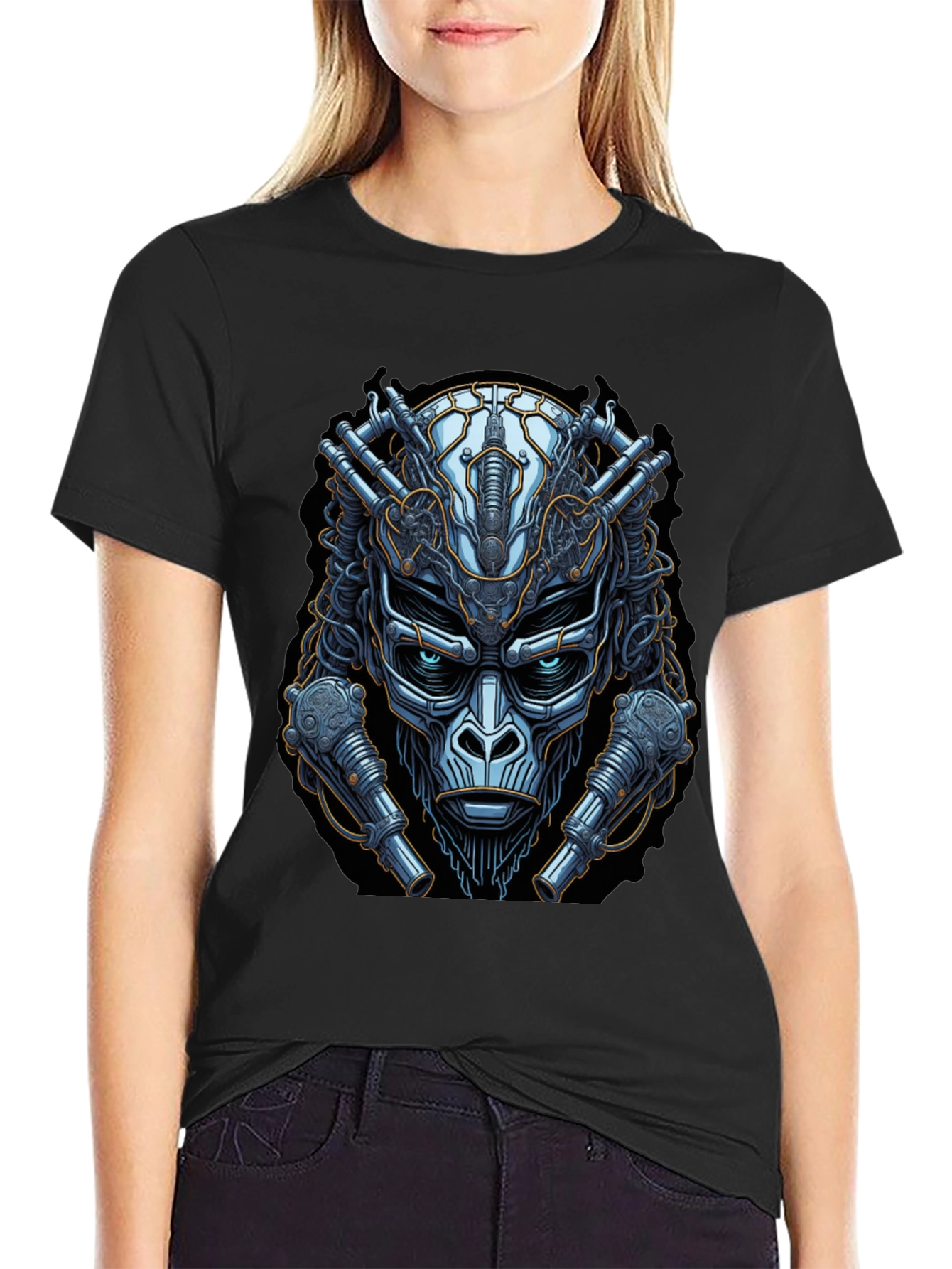 Cyberpunk Gorilla Graphic Tee - Futuristic Ape Design