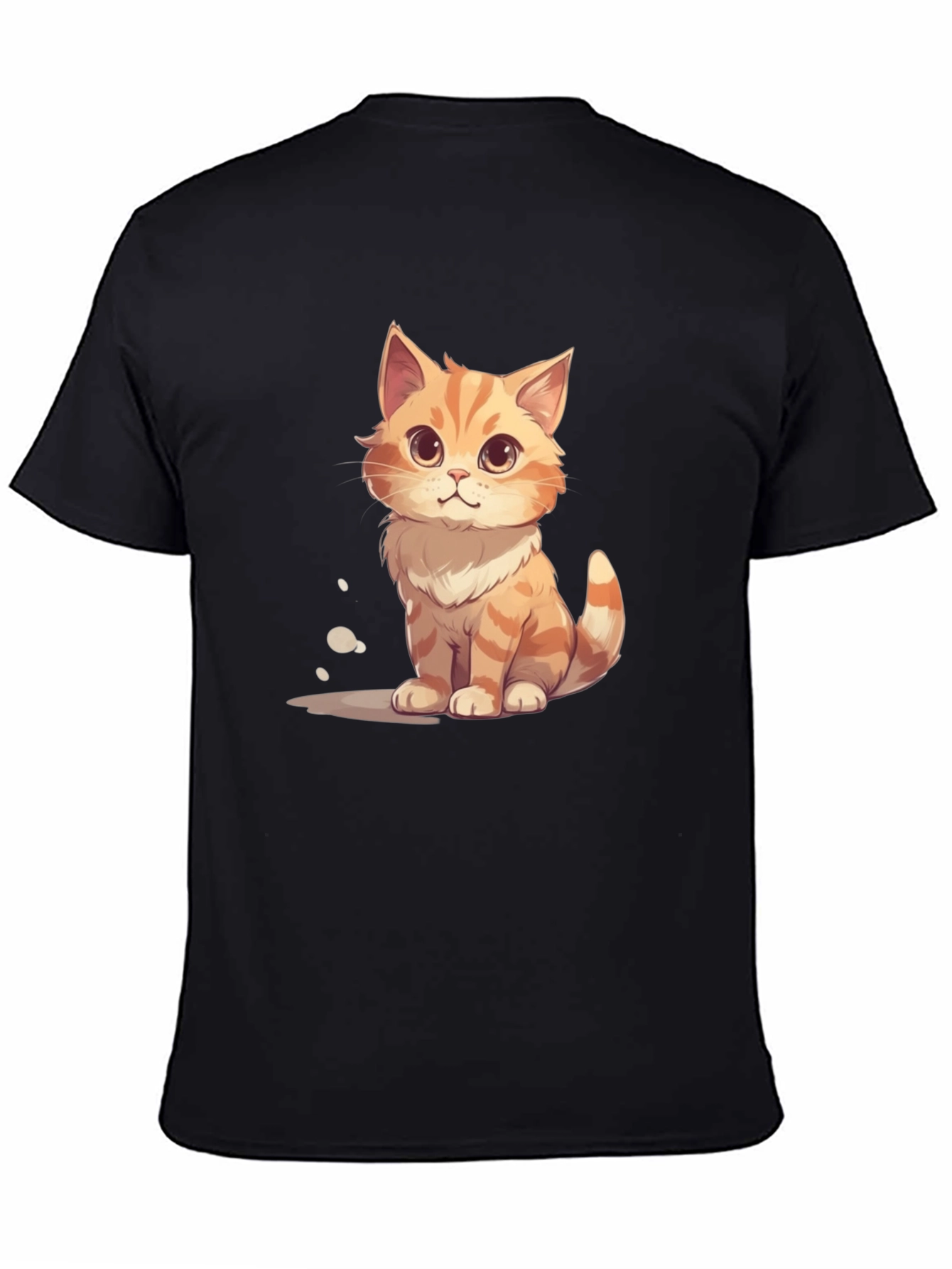 Cartoon Cat Graphic Tee - Unisex Black T-Shirt