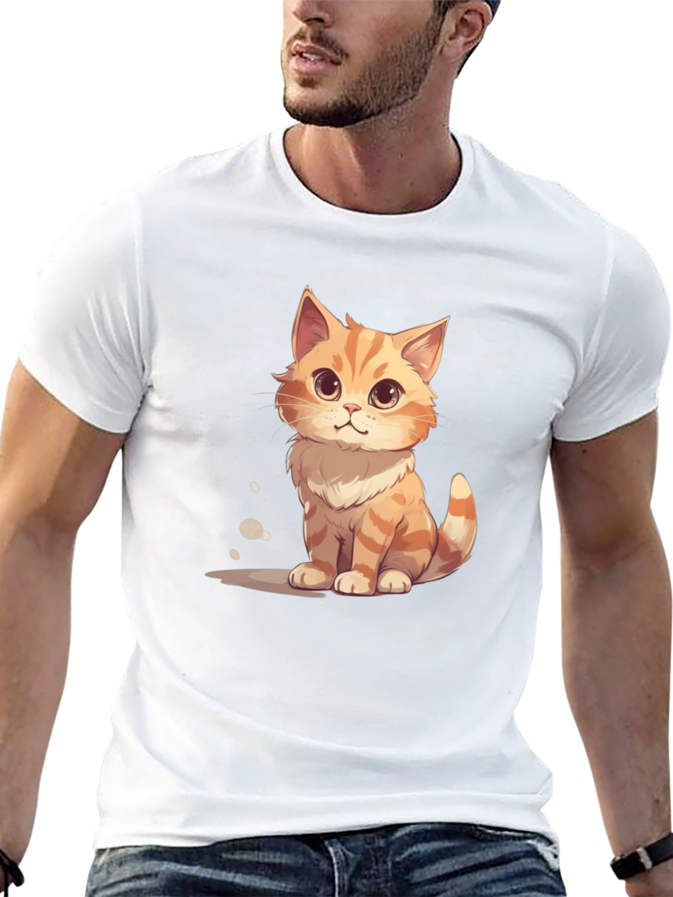 Cartoon Cat Graphic Tee - Unisex Black T-Shirt