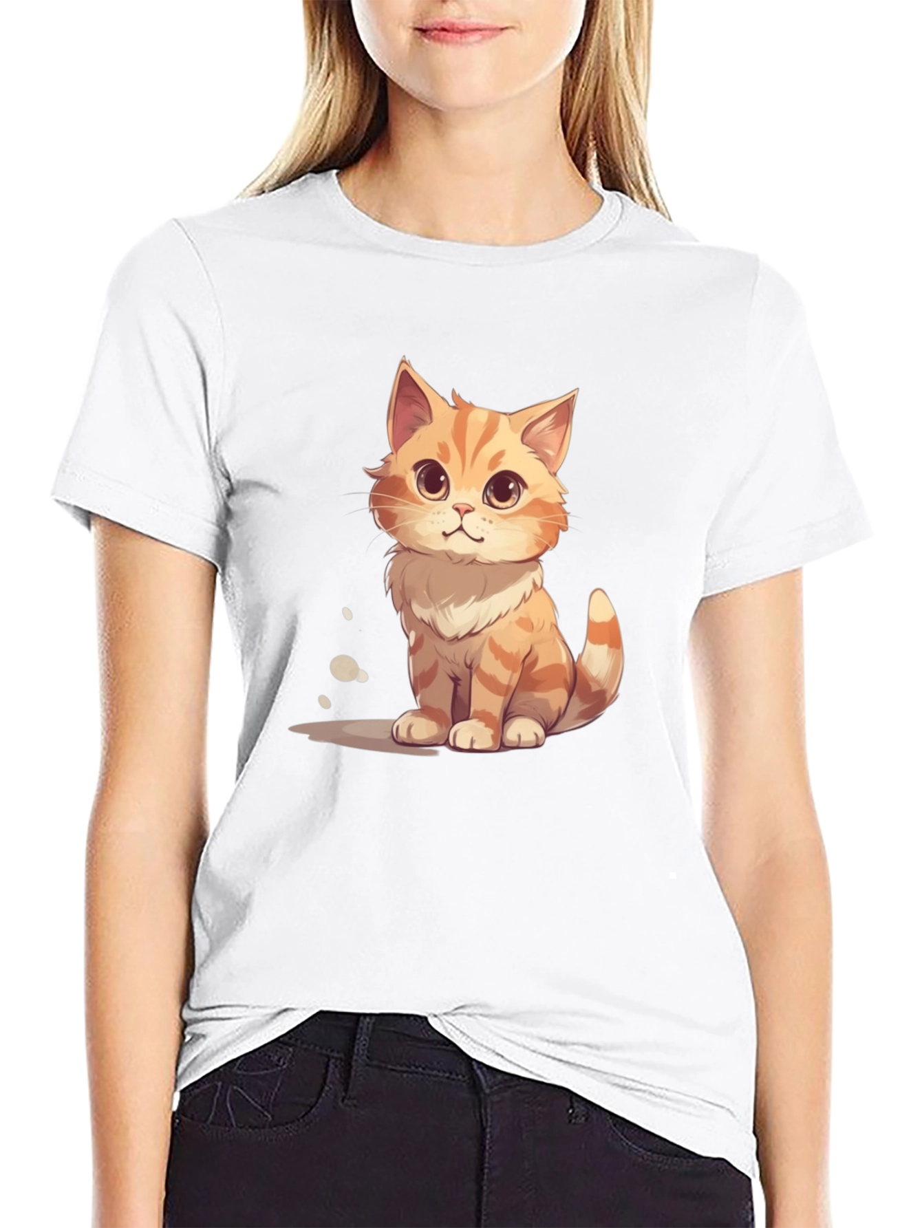 Cartoon Cat Graphic Tee - Unisex Black T-Shirt