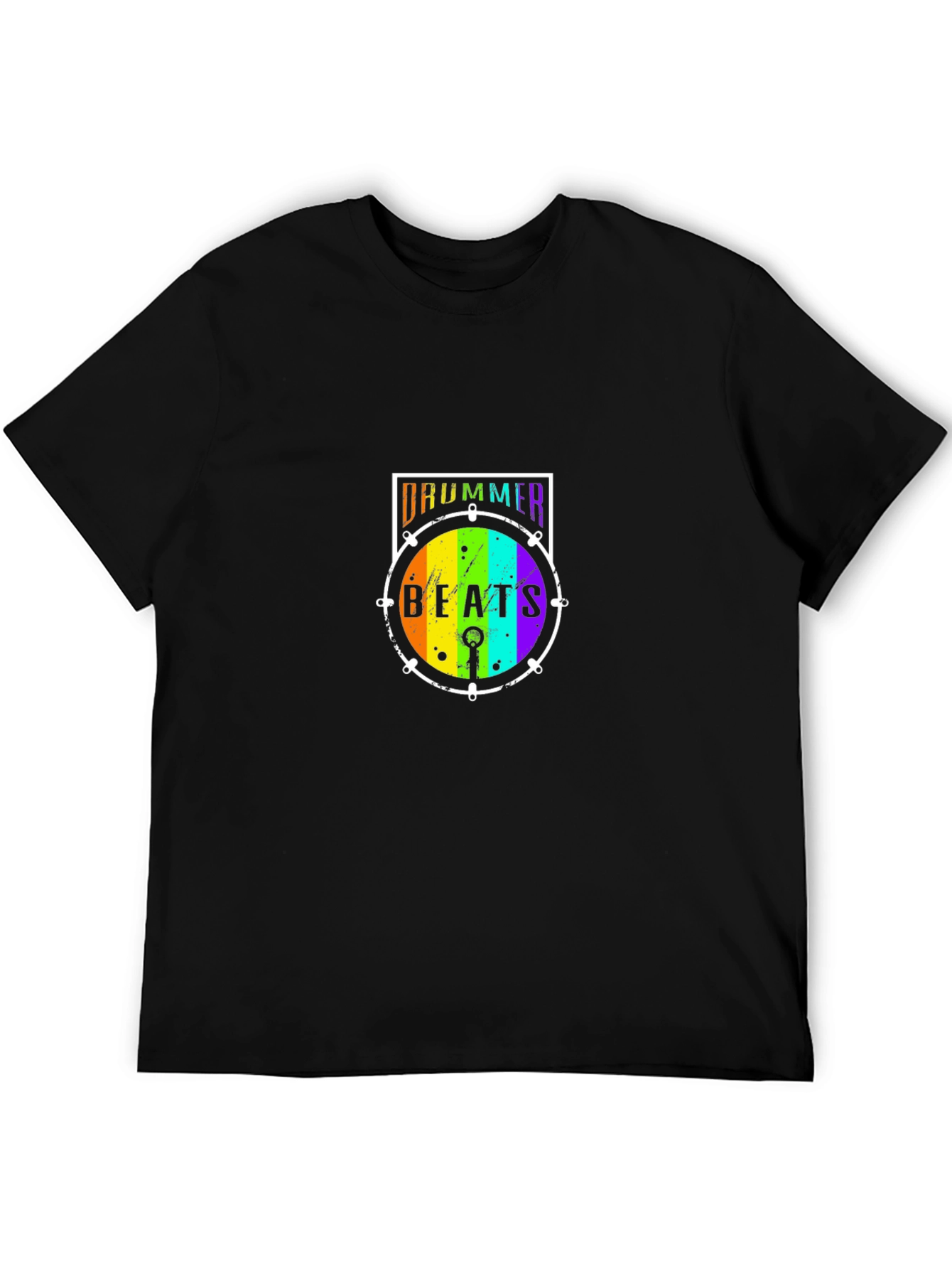 Drummer Beats Rainbow Drum Graphic T-Shirt