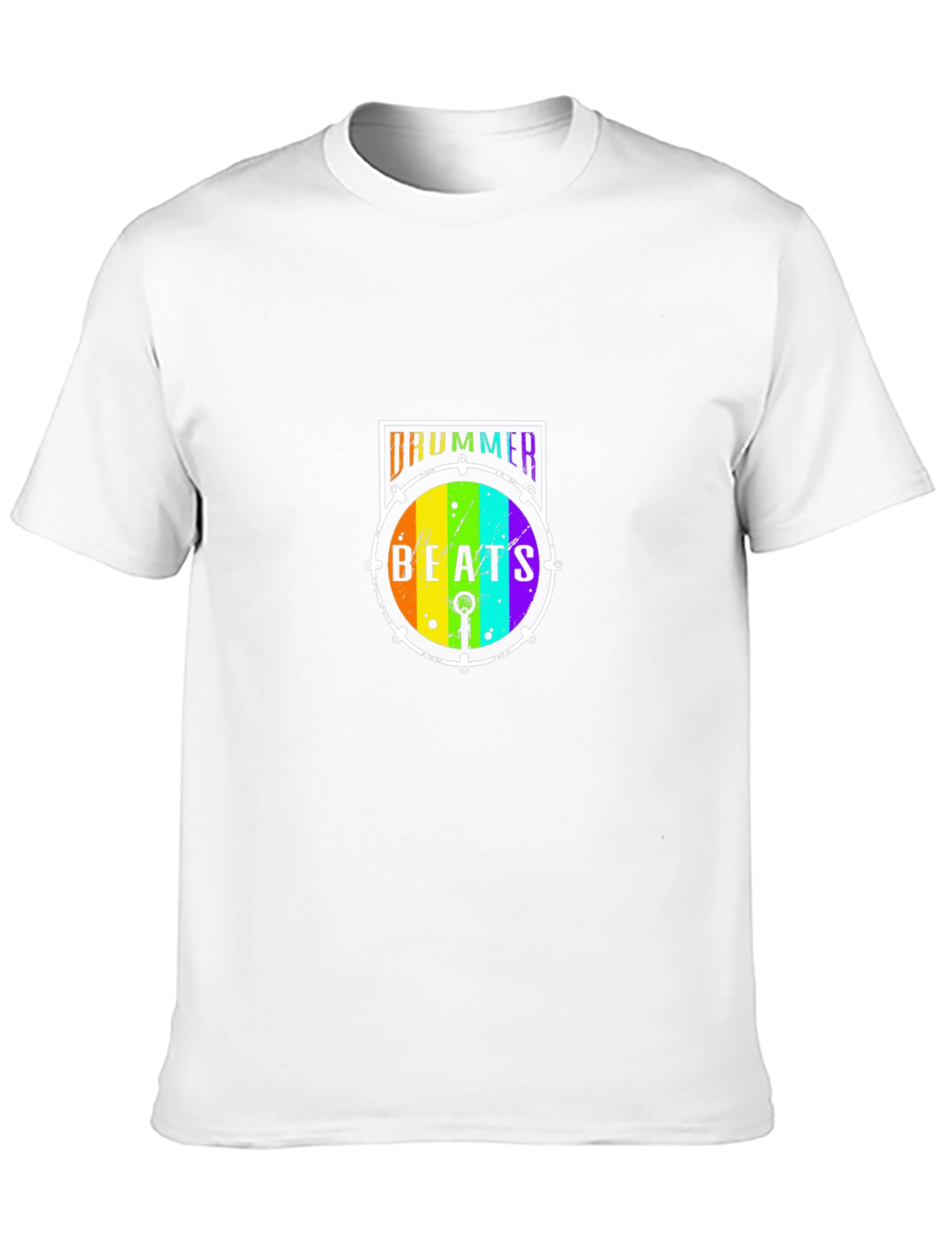 Drummer Beats Rainbow Drum Graphic T-Shirt
