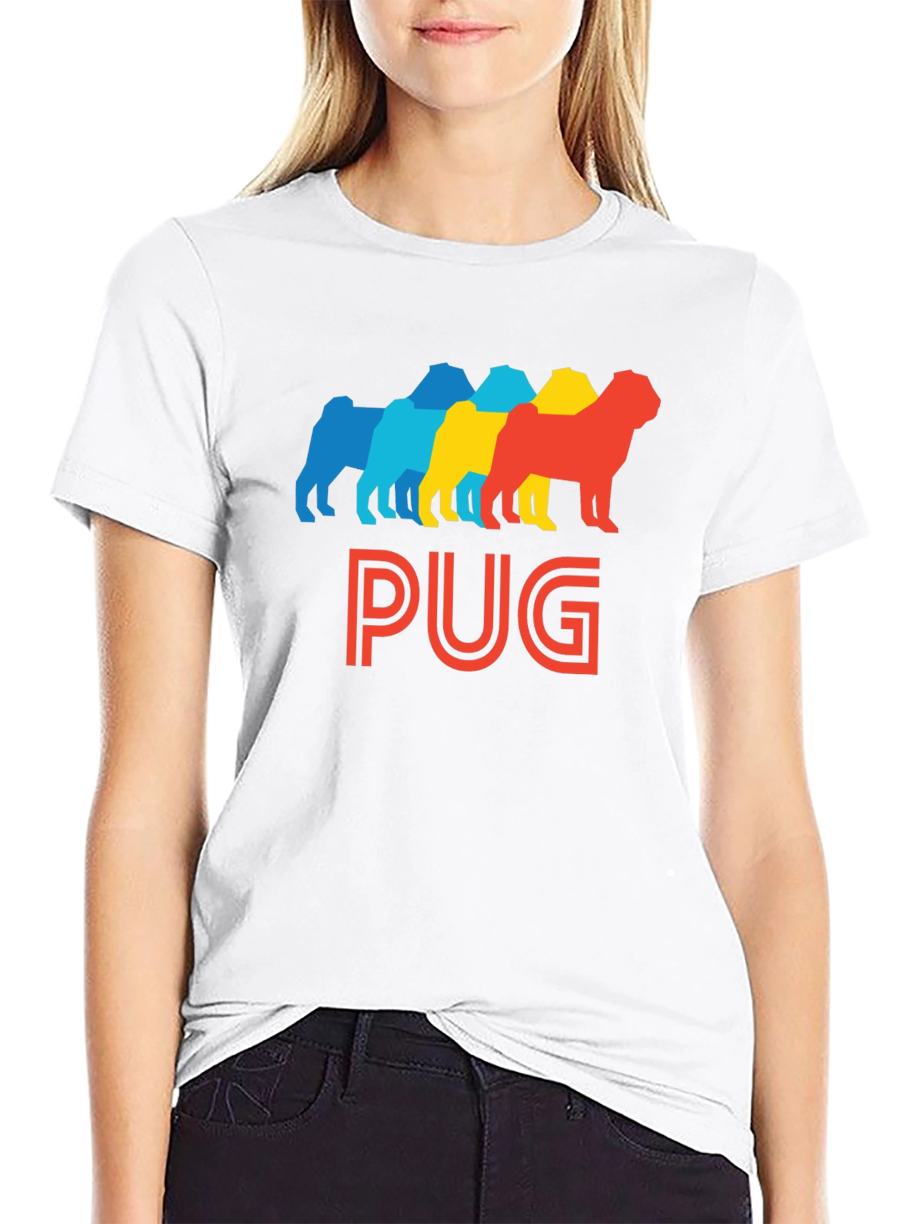 Retro Pug Silhouette Graphic T-Shirt