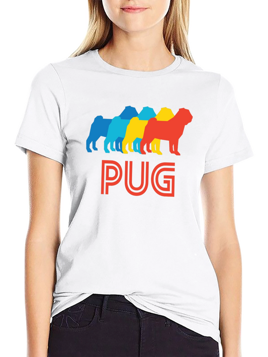 Retro Pug Silhouette Graphic T-Shirt