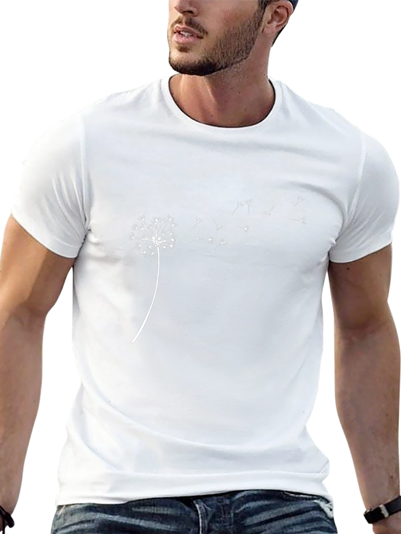 Mens Black Dandelion Print Tee