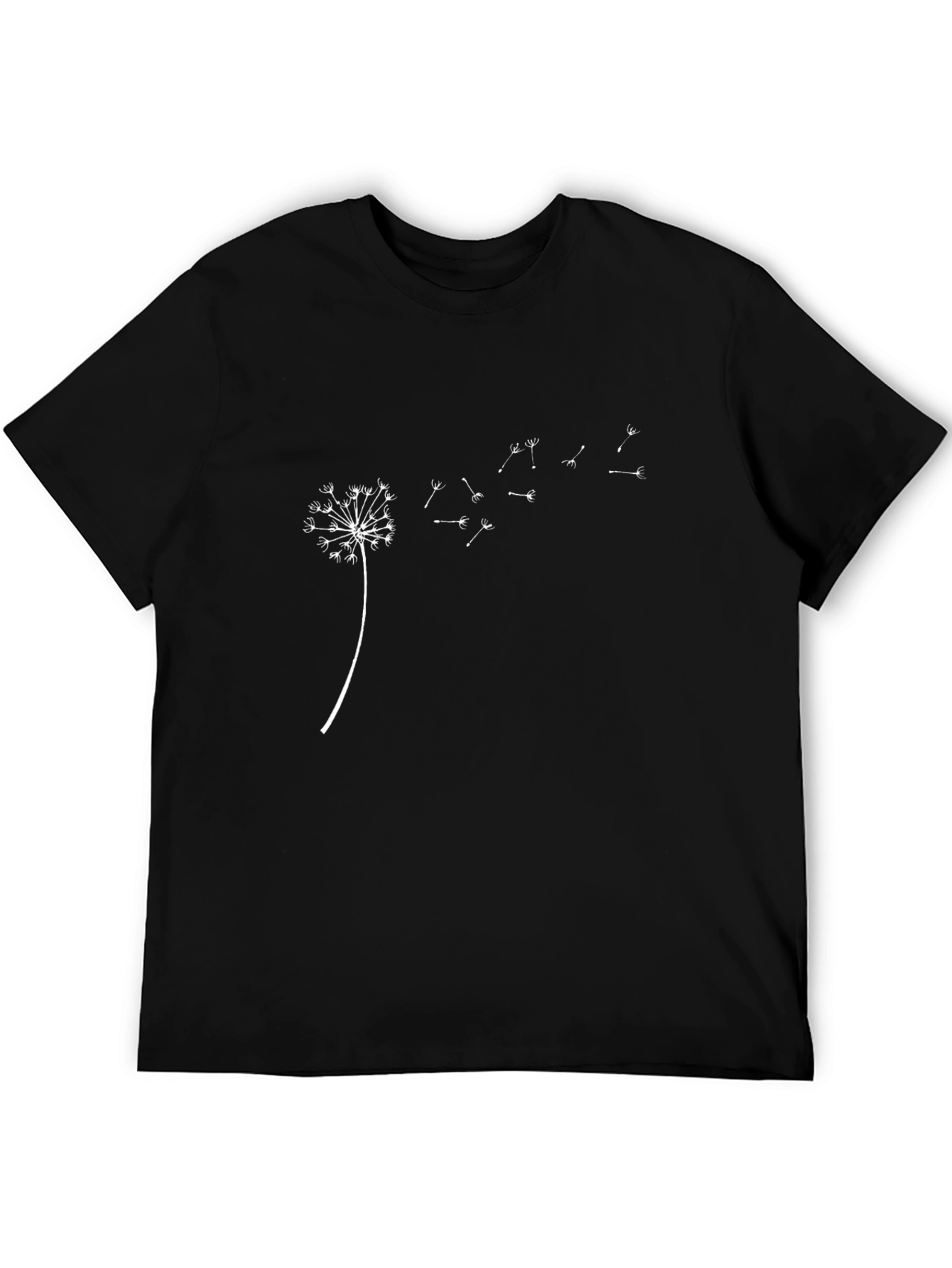 Mens Black Dandelion Print Tee