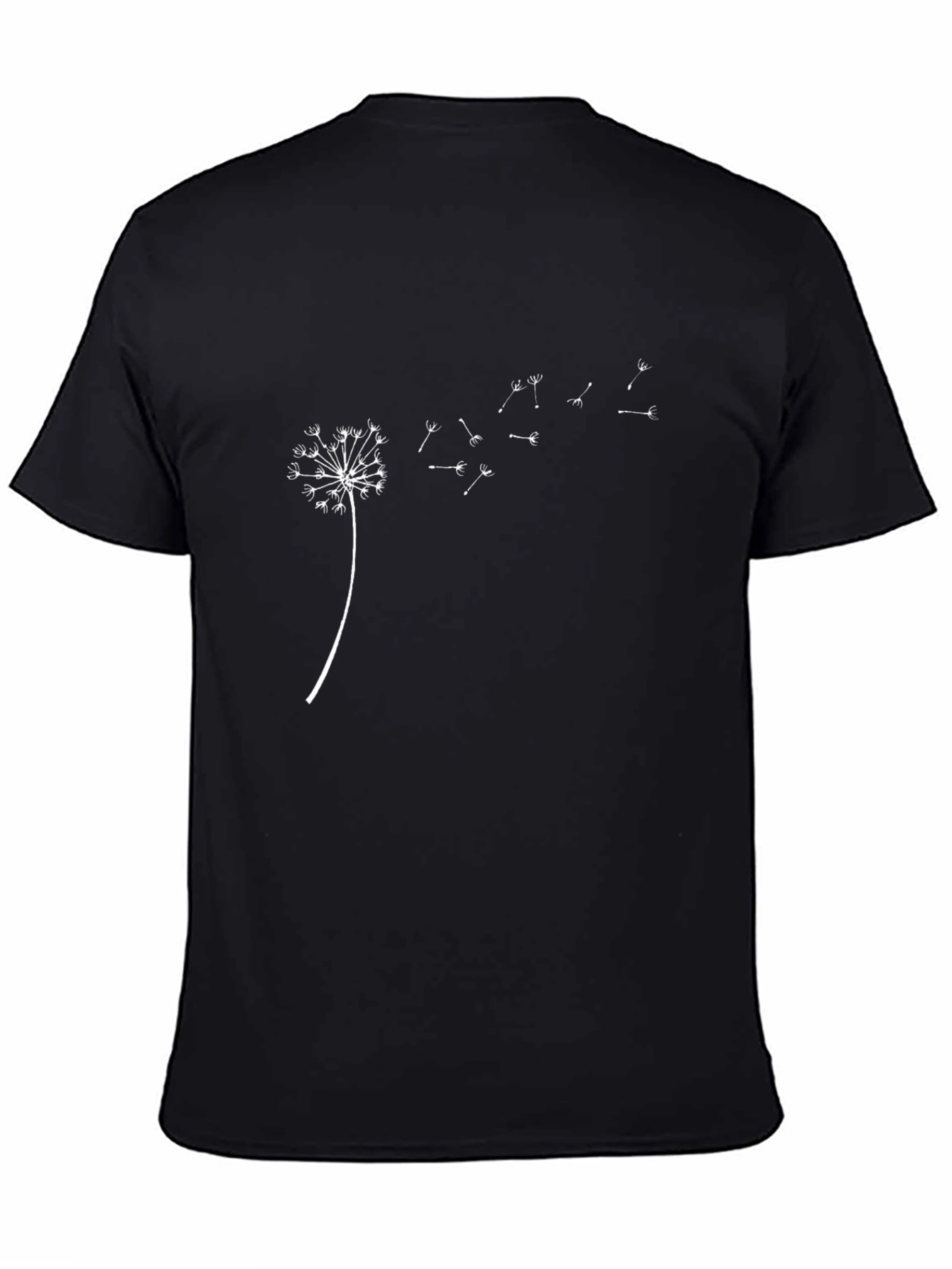 Mens Black Dandelion Print Tee