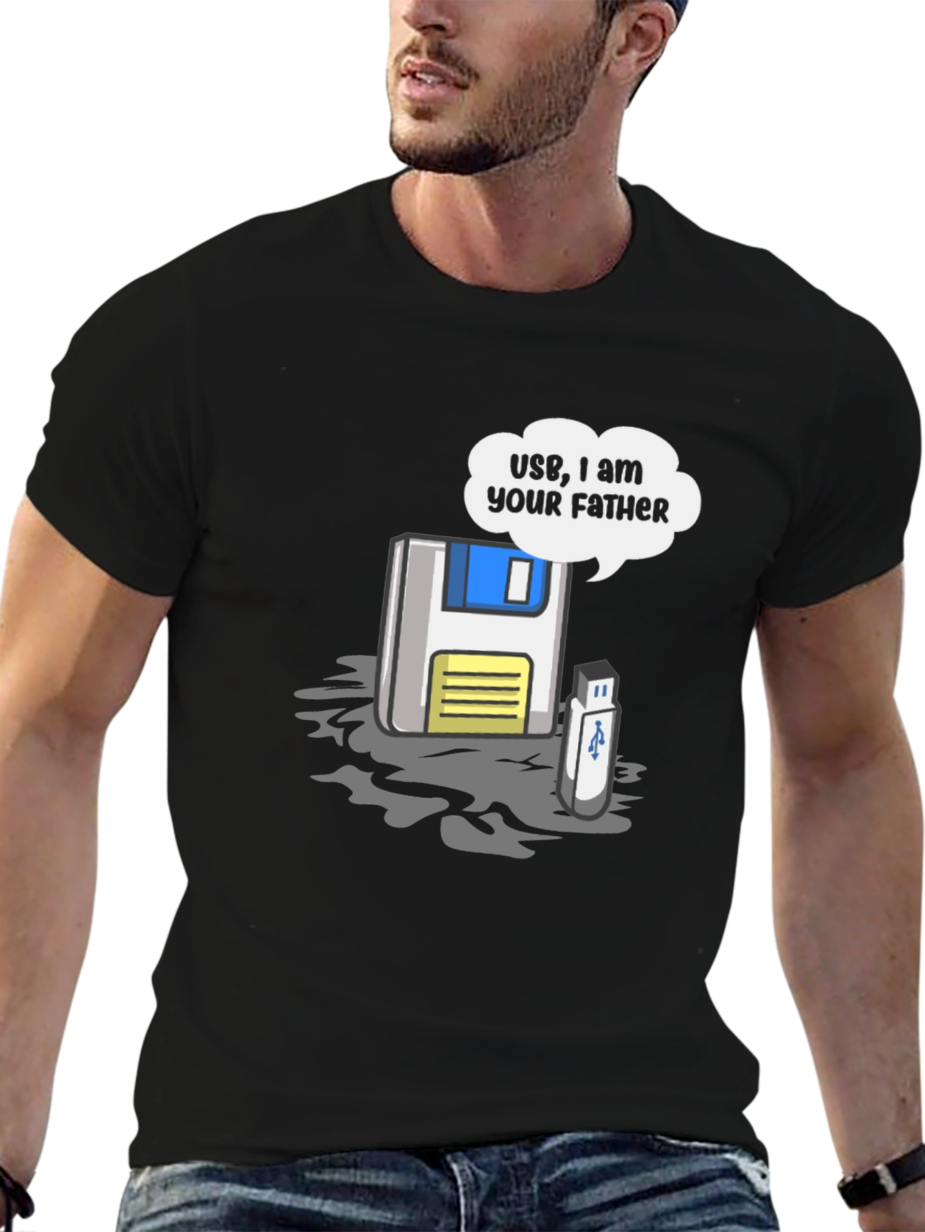 Geeky Fathers Day Floppy Disk & USB T-Shirt