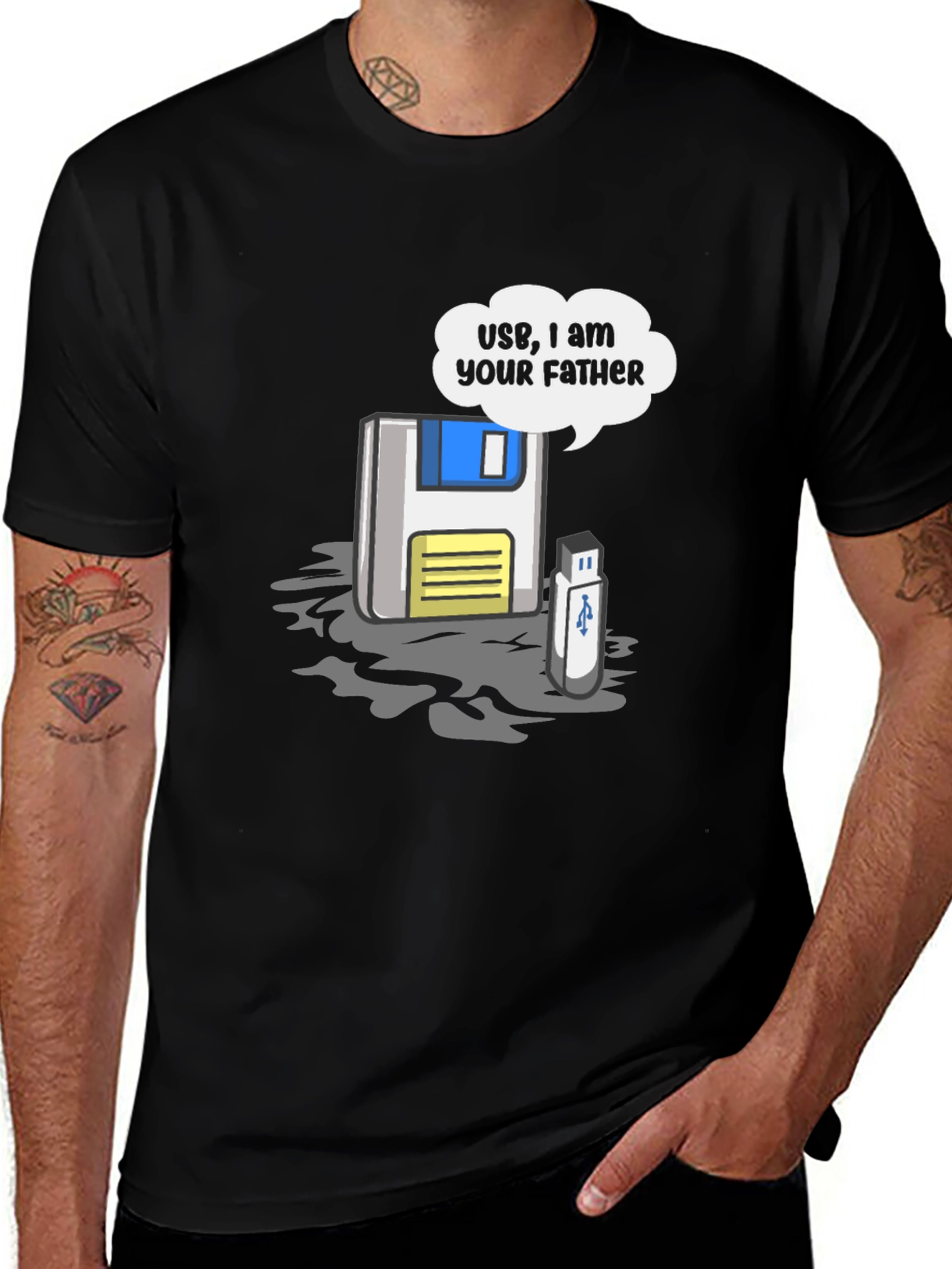 Geeky Fathers Day Floppy Disk & USB T-Shirt