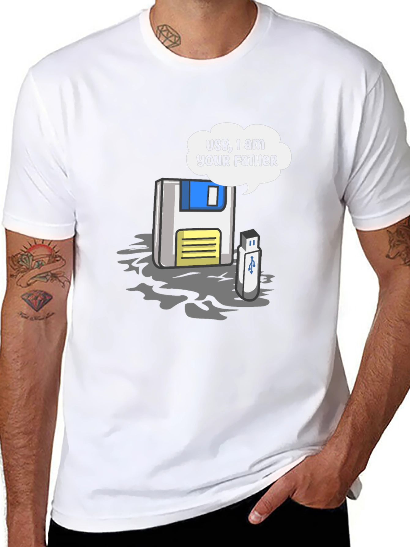 Geeky Fathers Day Floppy Disk & USB T-Shirt