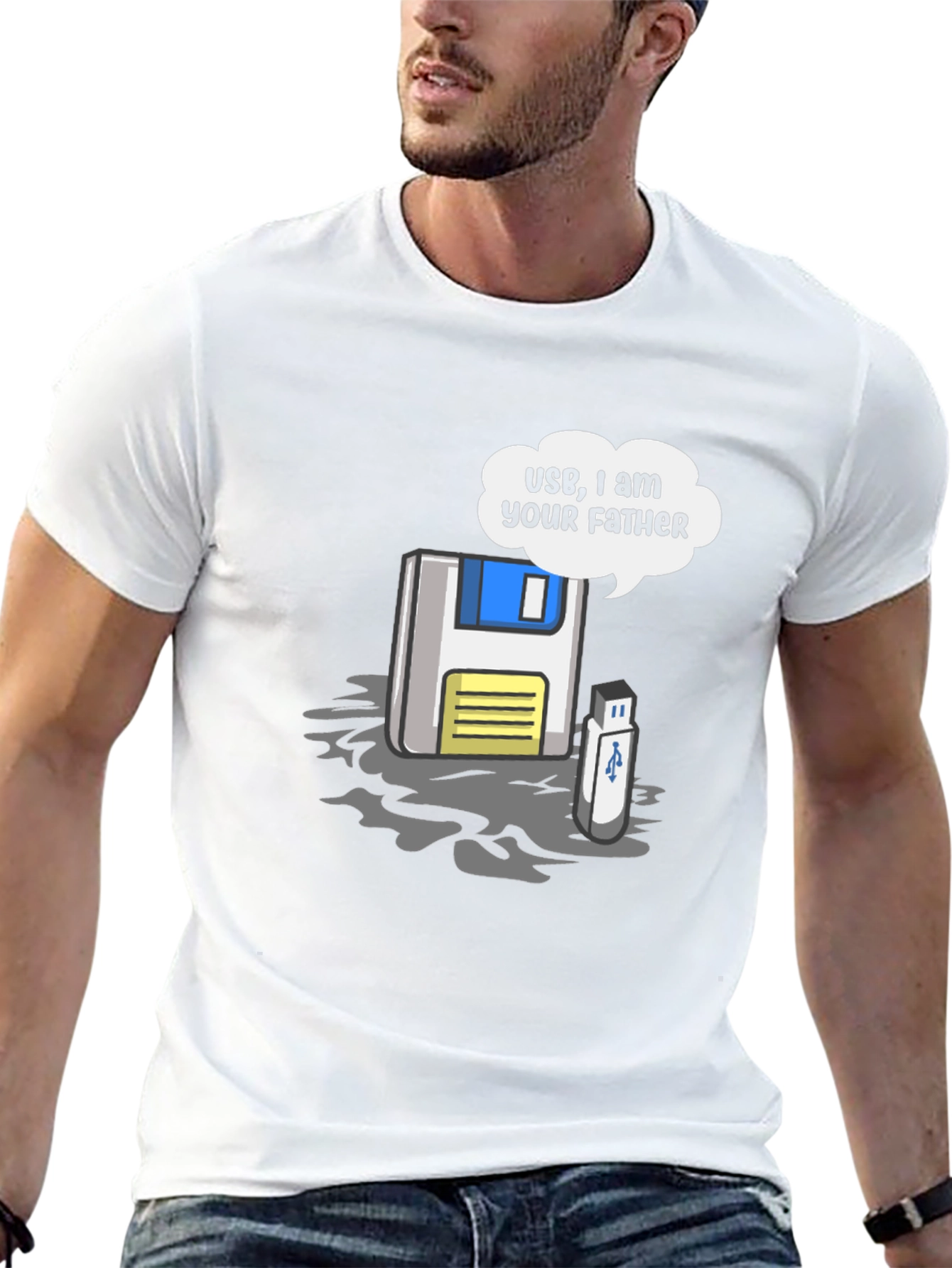 Geeky Fathers Day Floppy Disk & USB T-Shirt