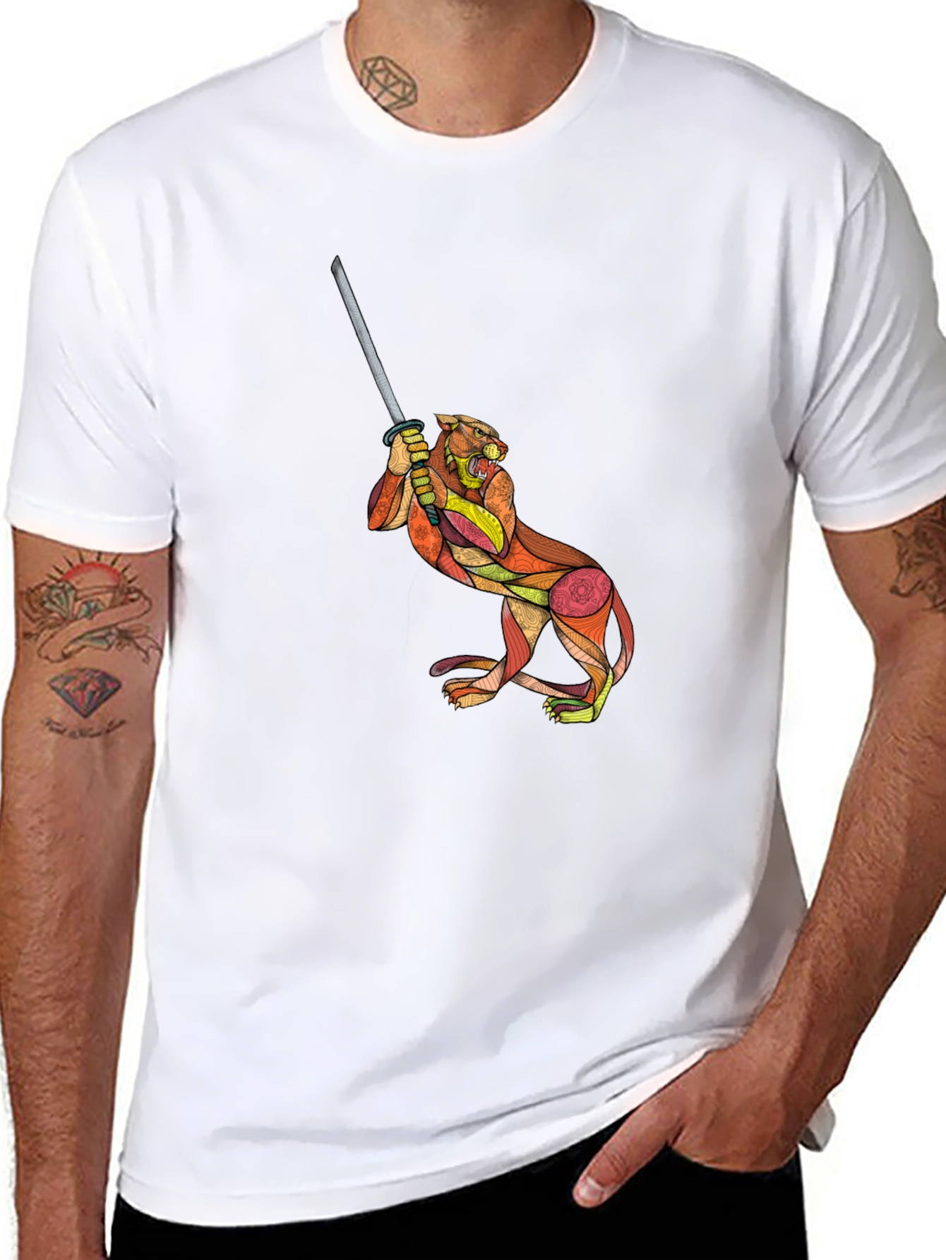 Tiger Katana Graphic T-Shirt
