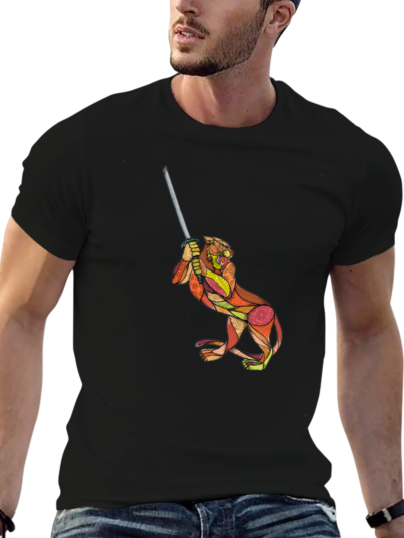 Tiger Katana Graphic T-Shirt
