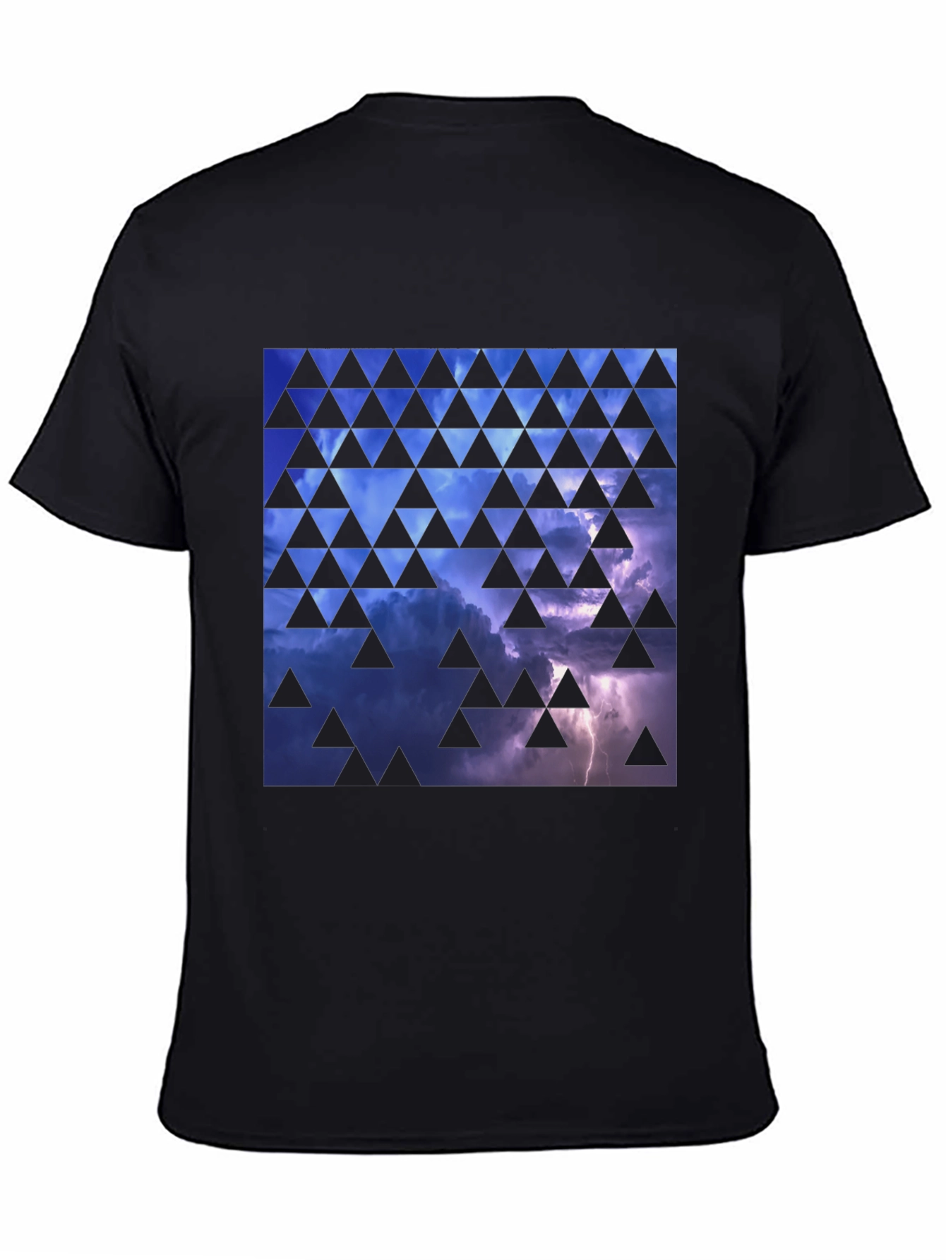 Stormy Sky Triangle Pattern Black T-Shirt