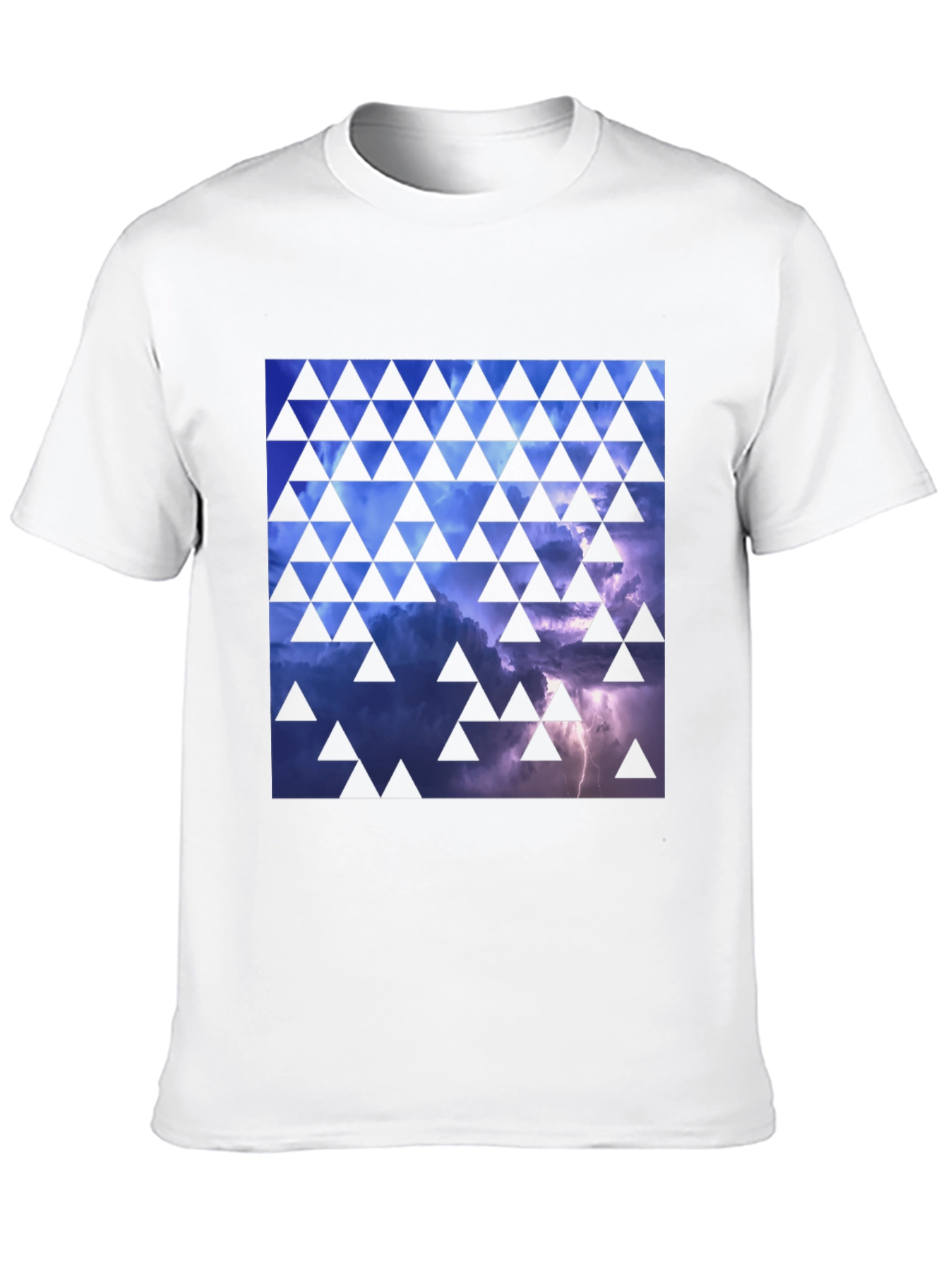 Stormy Sky Triangle Pattern Black T-Shirt
