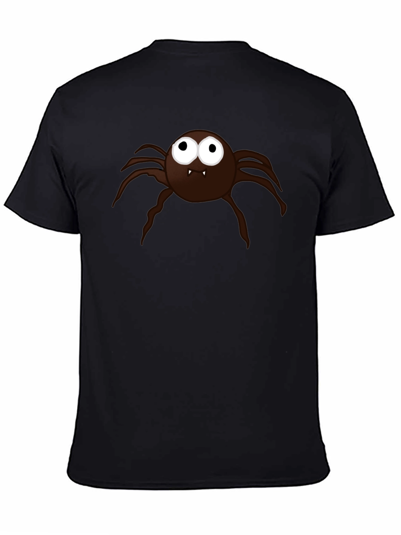 Mens Black T-Shirt with Cartoon Spider Graphic