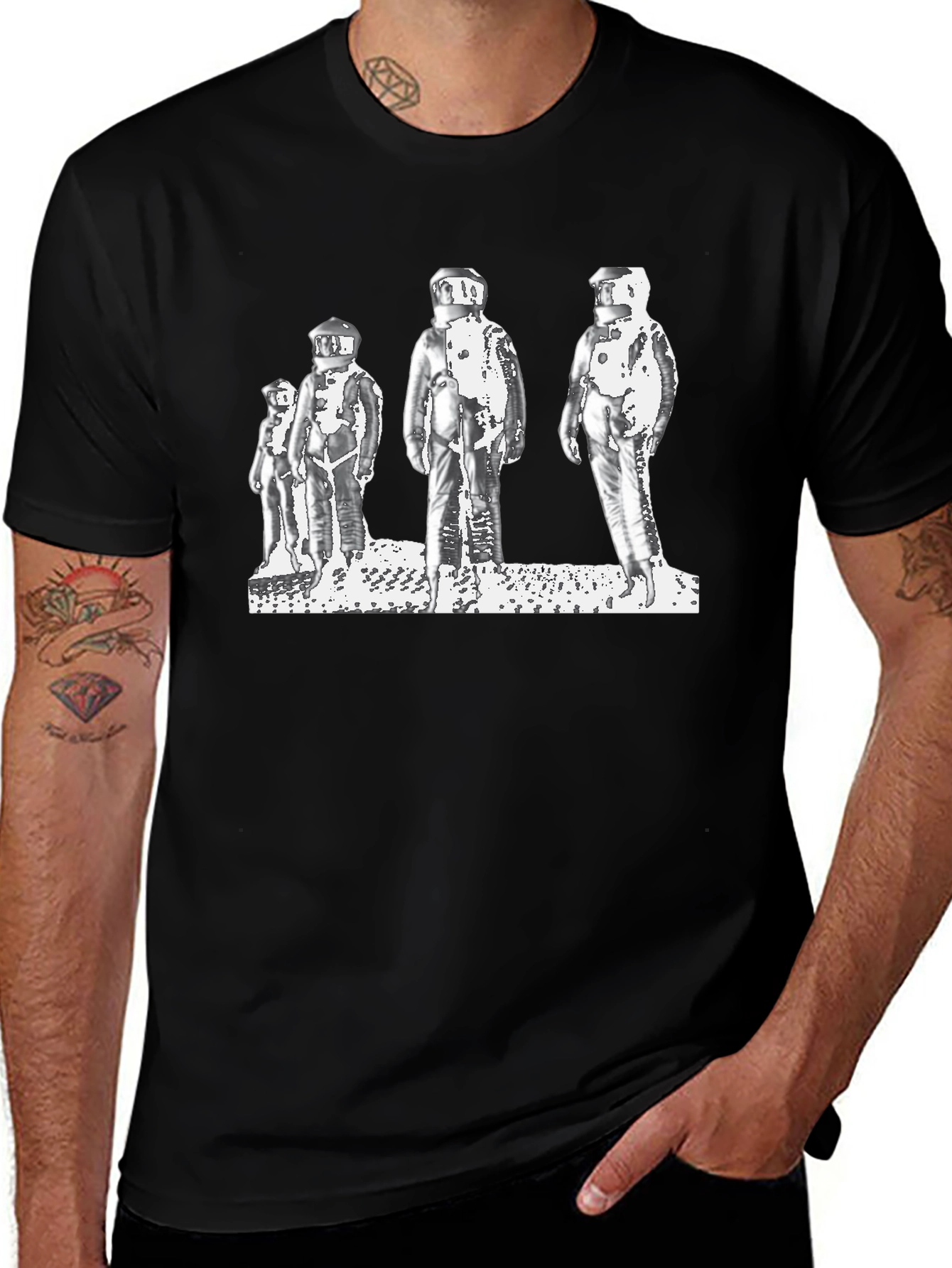 Retro Astronauts Graphic Tee - Black